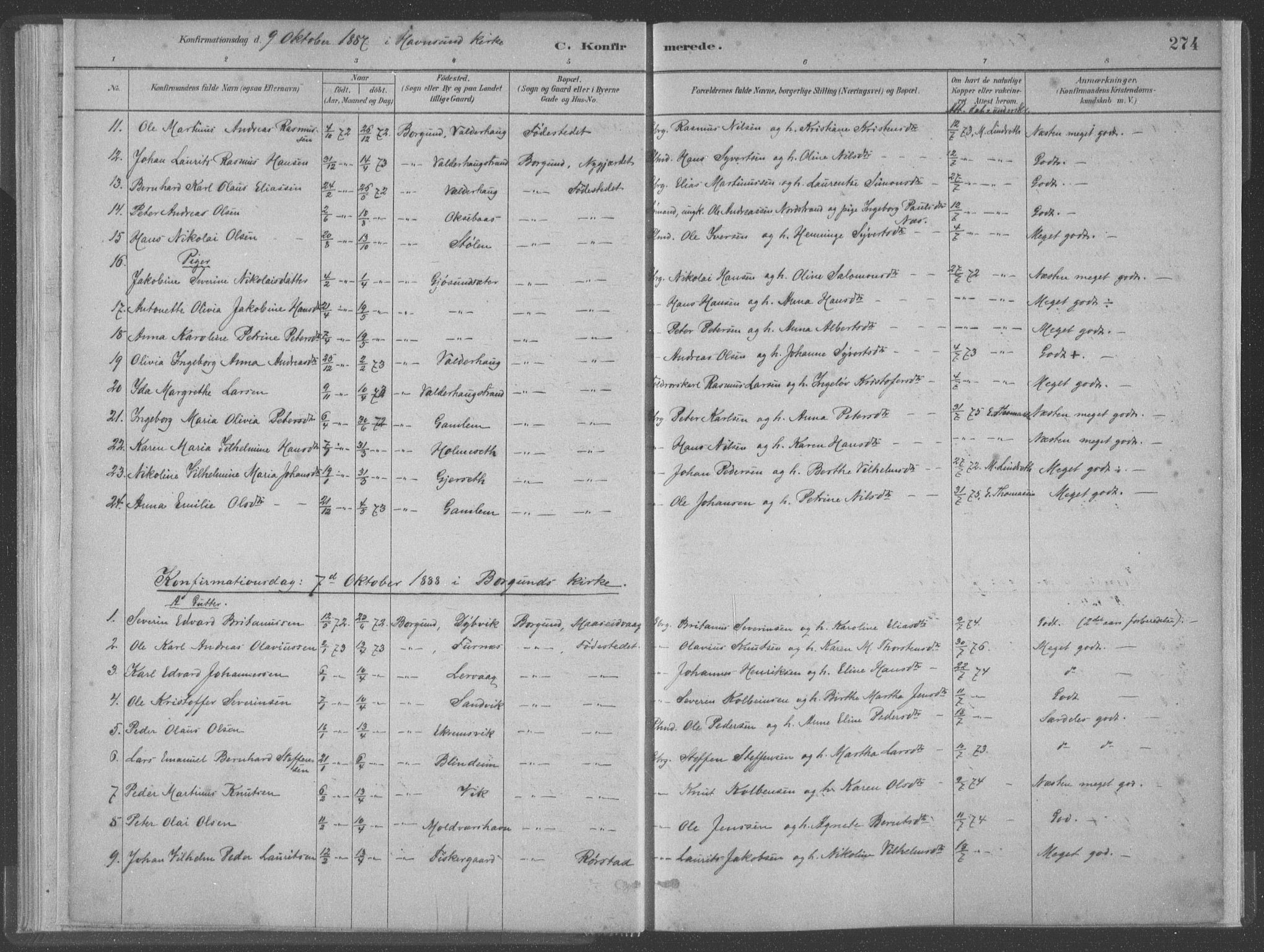 Ministerialprotokoller, klokkerbøker og fødselsregistre - Møre og Romsdal, AV/SAT-A-1454/528/L0402: Ministerialbok nr. 528A12II, 1880-1903, s. 274