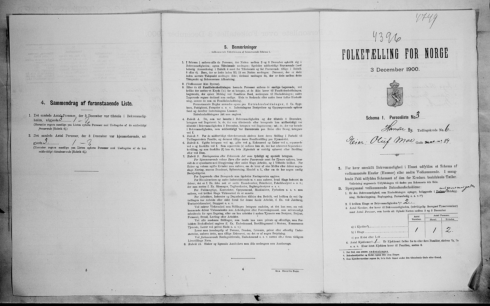 SAH, Folketelling 1900 for 0401 Hamar kjøpstad, 1900, s. 2866
