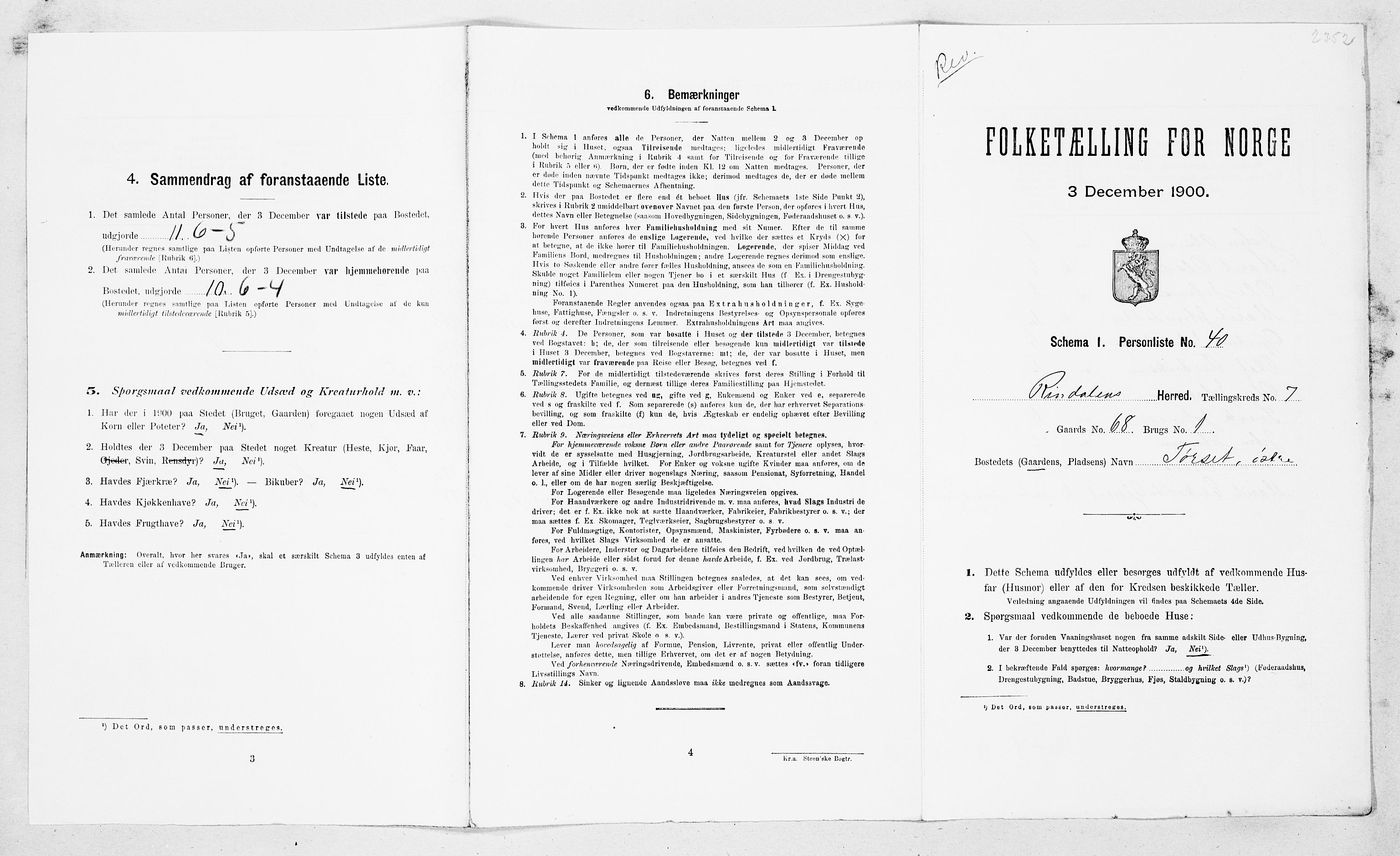 SAT, Folketelling 1900 for 1567 Rindal herred, 1900, s. 741
