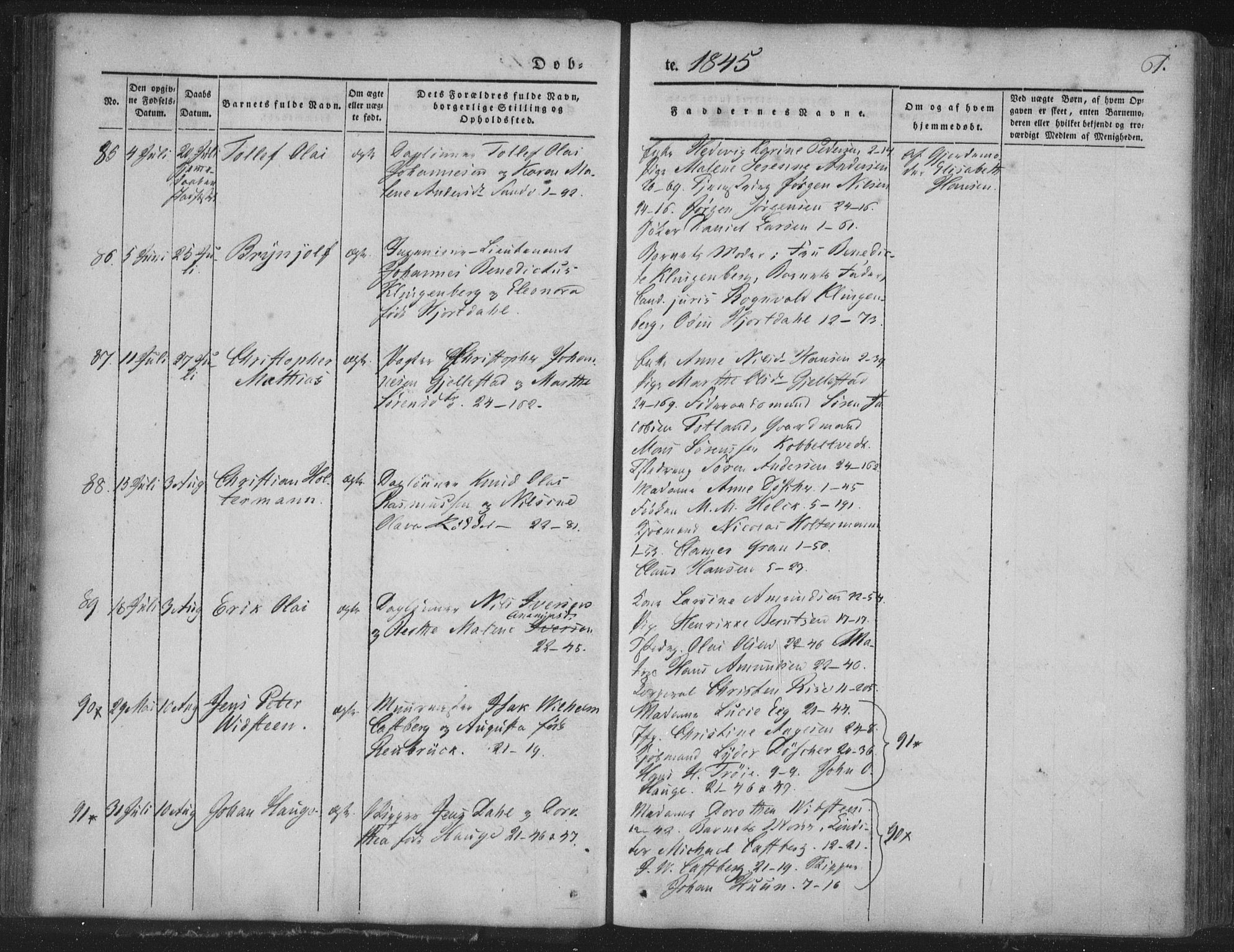Korskirken sokneprestembete, SAB/A-76101/H/Haa/L0016: Ministerialbok nr. B 2, 1841-1851, s. 61