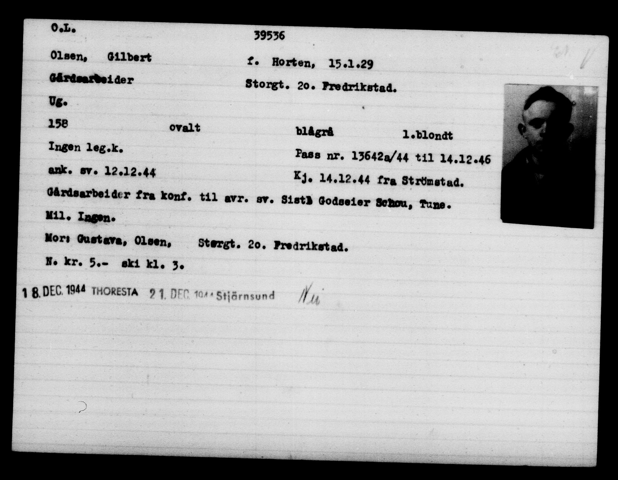 Utenriksstasjonene, Legasjonen i Stockholm, Flyktningkontoret, AV/RA-S-6753/V/Va/L0015: Kjesäterkartoteket, flyktninger med registreringsnr. 37800-40770, 1940-1945, s. 1790