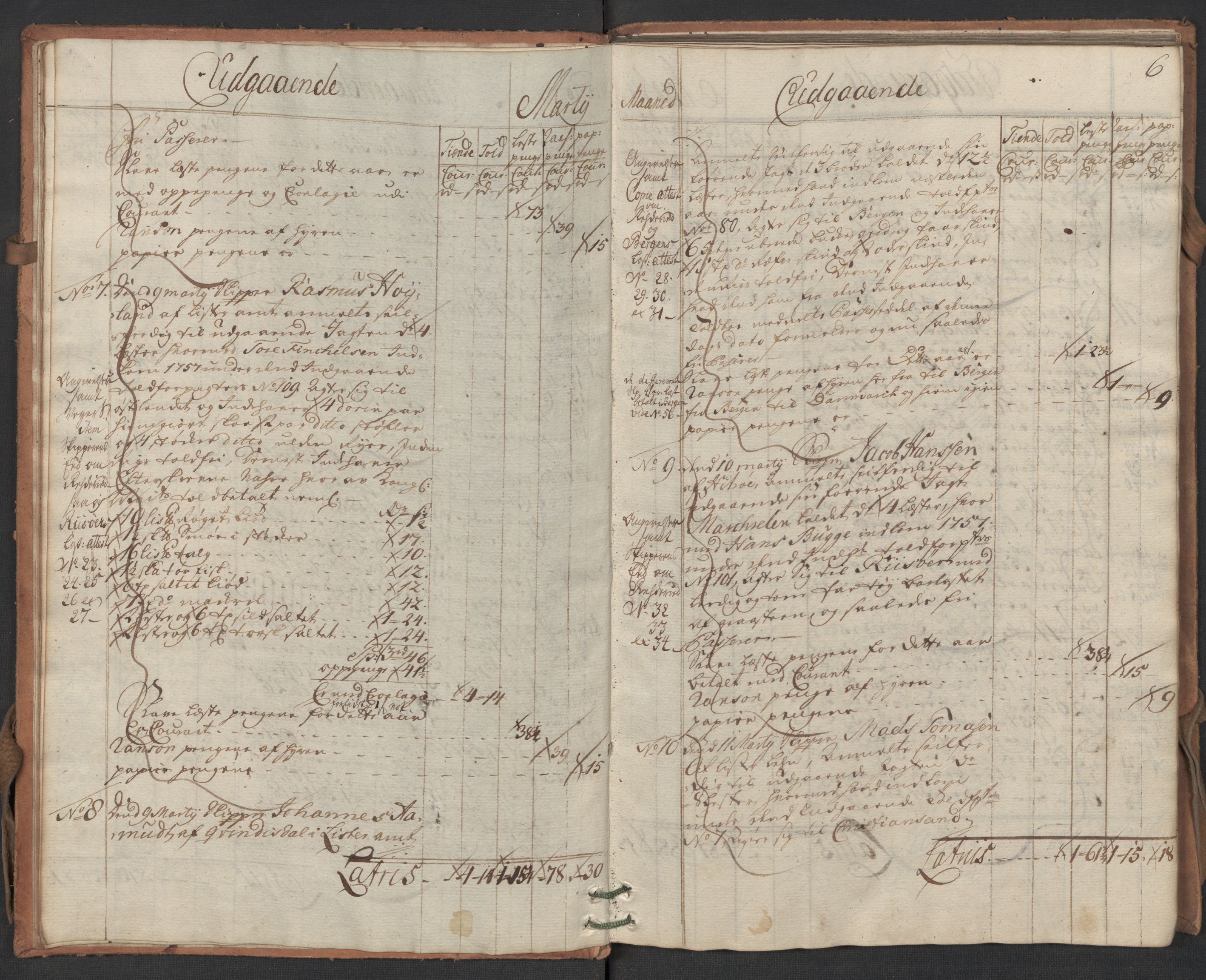 Generaltollkammeret, tollregnskaper, AV/RA-EA-5490/R19/L0017/0005: Tollregnskaper Flekkefjord / Utgående hovedtollbok, 1758