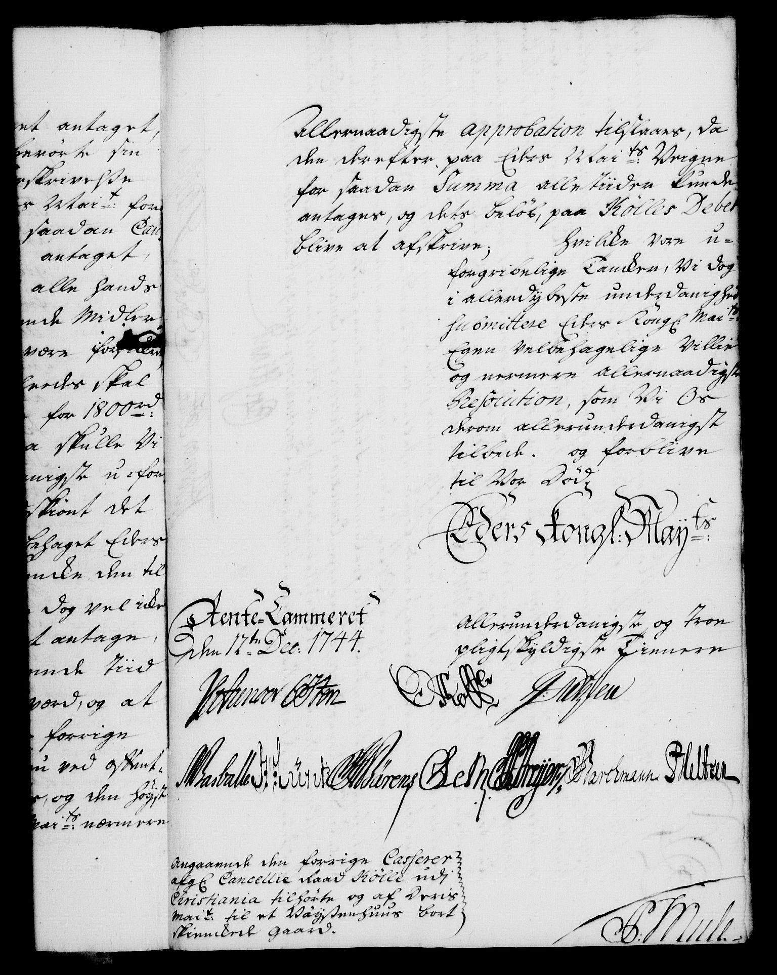 Rentekammeret, Kammerkanselliet, RA/EA-3111/G/Gf/Gfa/L0027: Norsk relasjons- og resolusjonsprotokoll (merket RK 52.27), 1744, s. 727