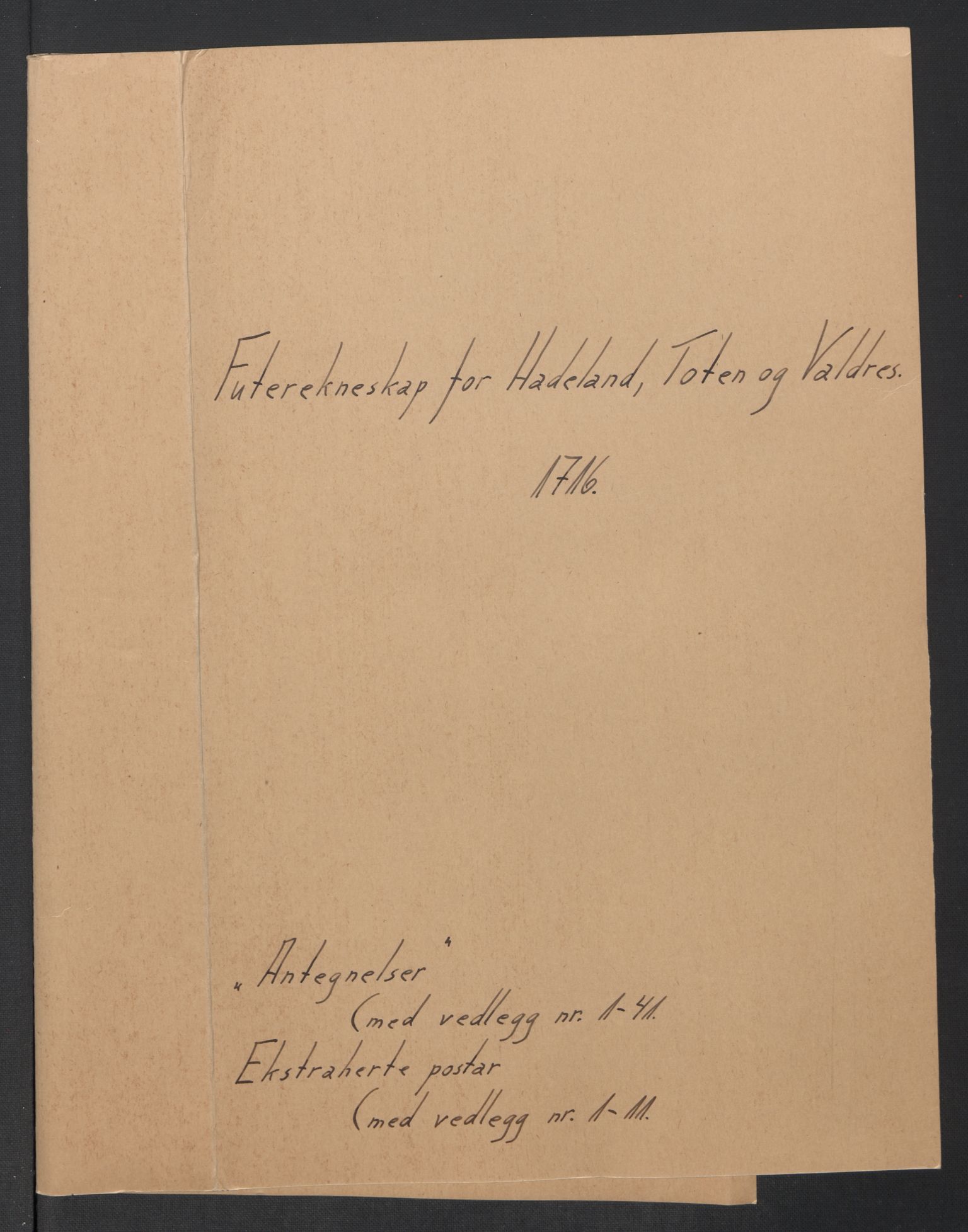 Rentekammeret inntil 1814, Reviderte regnskaper, Fogderegnskap, AV/RA-EA-4092/R18/L1316: Fogderegnskap Hadeland, Toten og Valdres, 1716, s. 2