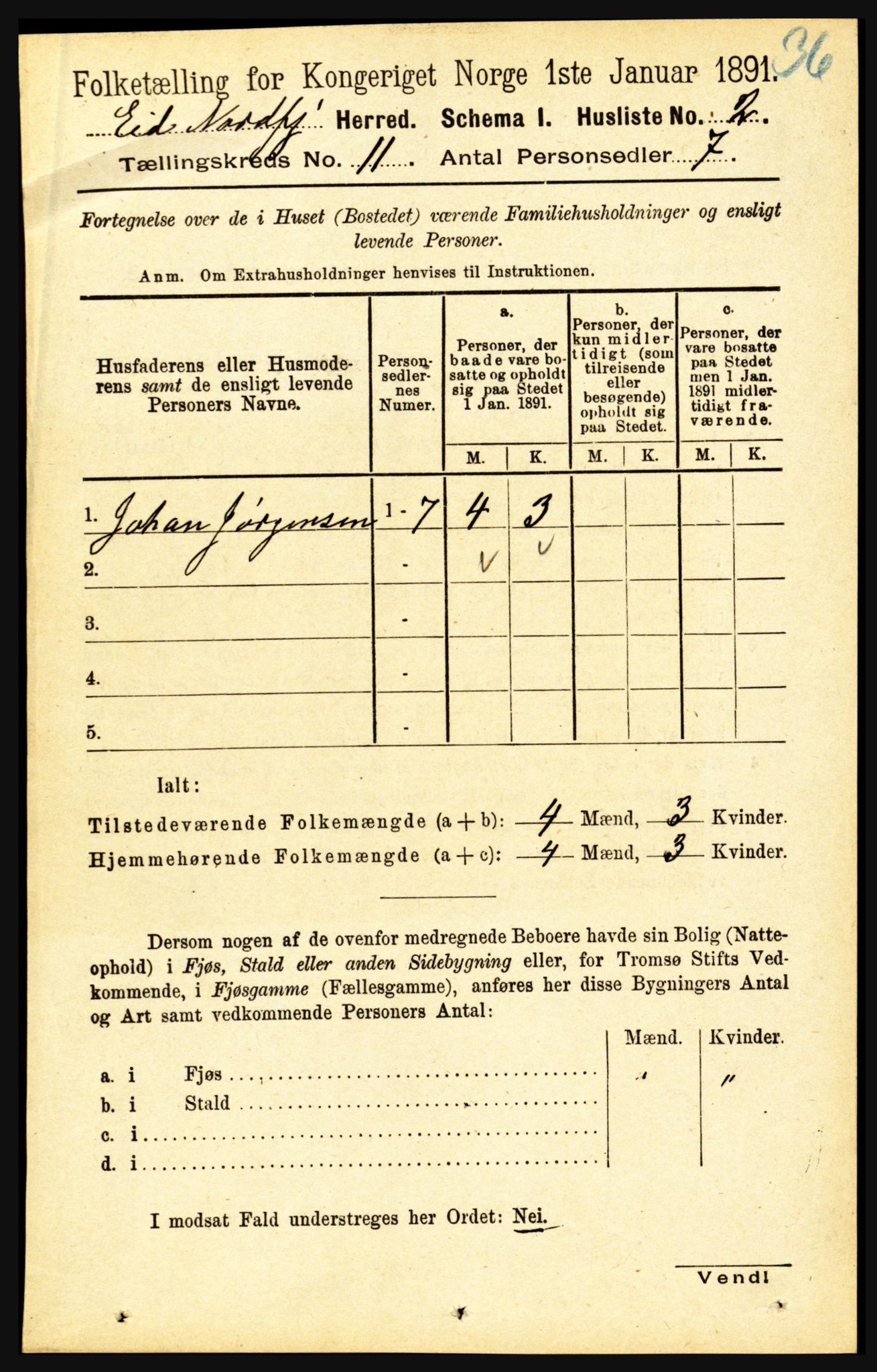 RA, Folketelling 1891 for 1443 Eid herred, 1891, s. 3567