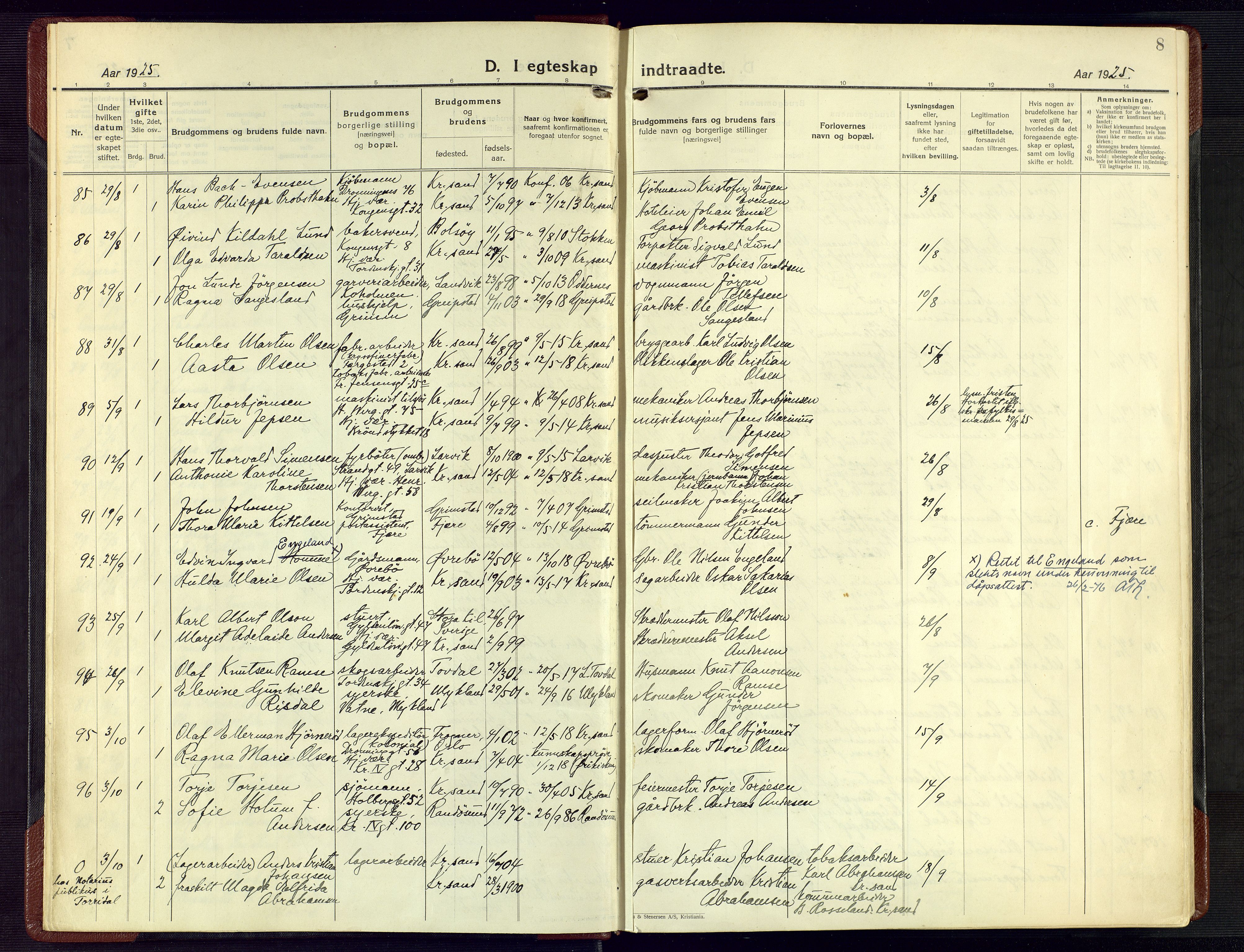 Kristiansand domprosti, AV/SAK-1112-0006/F/Fa/L0029: Ministerialbok nr. A 28, 1925-1936, s. 8