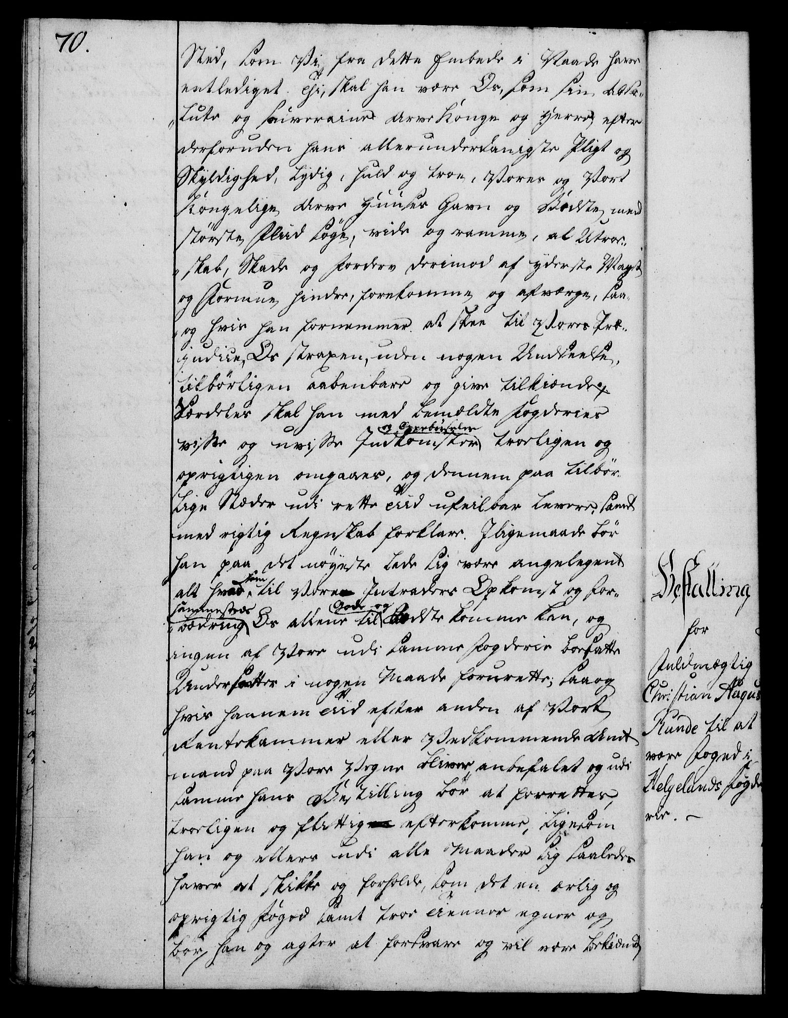 Rentekammeret, Kammerkanselliet, RA/EA-3111/G/Gg/Gge/L0006: Norsk bestallingsprotokoll med register (merket RK 53.30), 1773-1814, s. 70