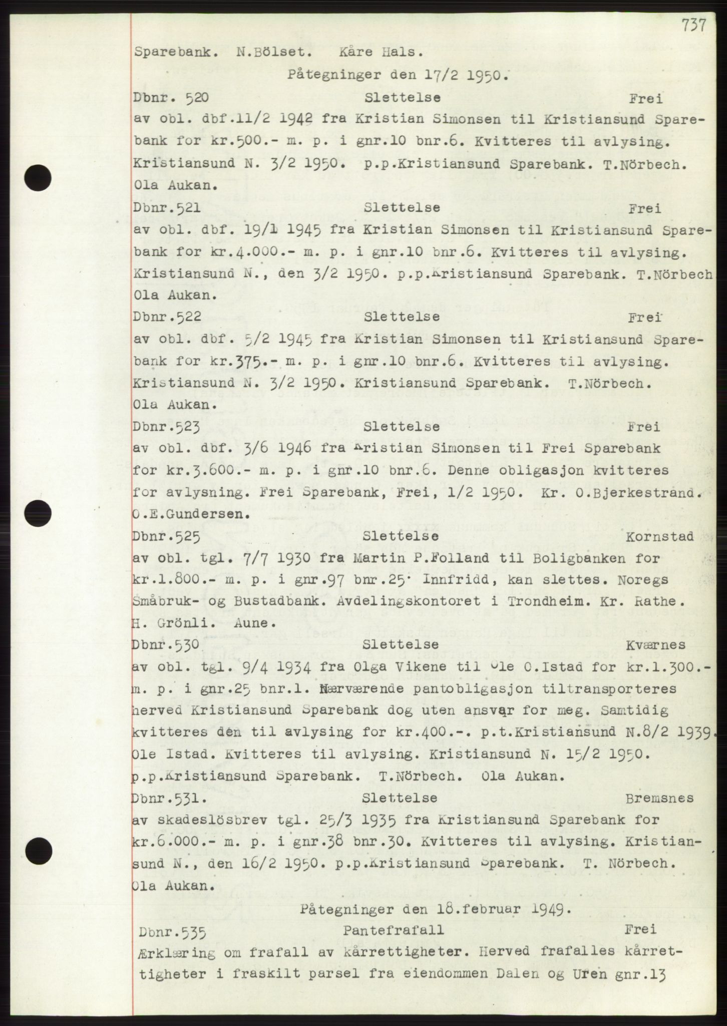 Nordmøre sorenskriveri, SAT/A-4132/1/2/2Ca: Pantebok nr. C82b, 1946-1951, Dagboknr: 520/1950