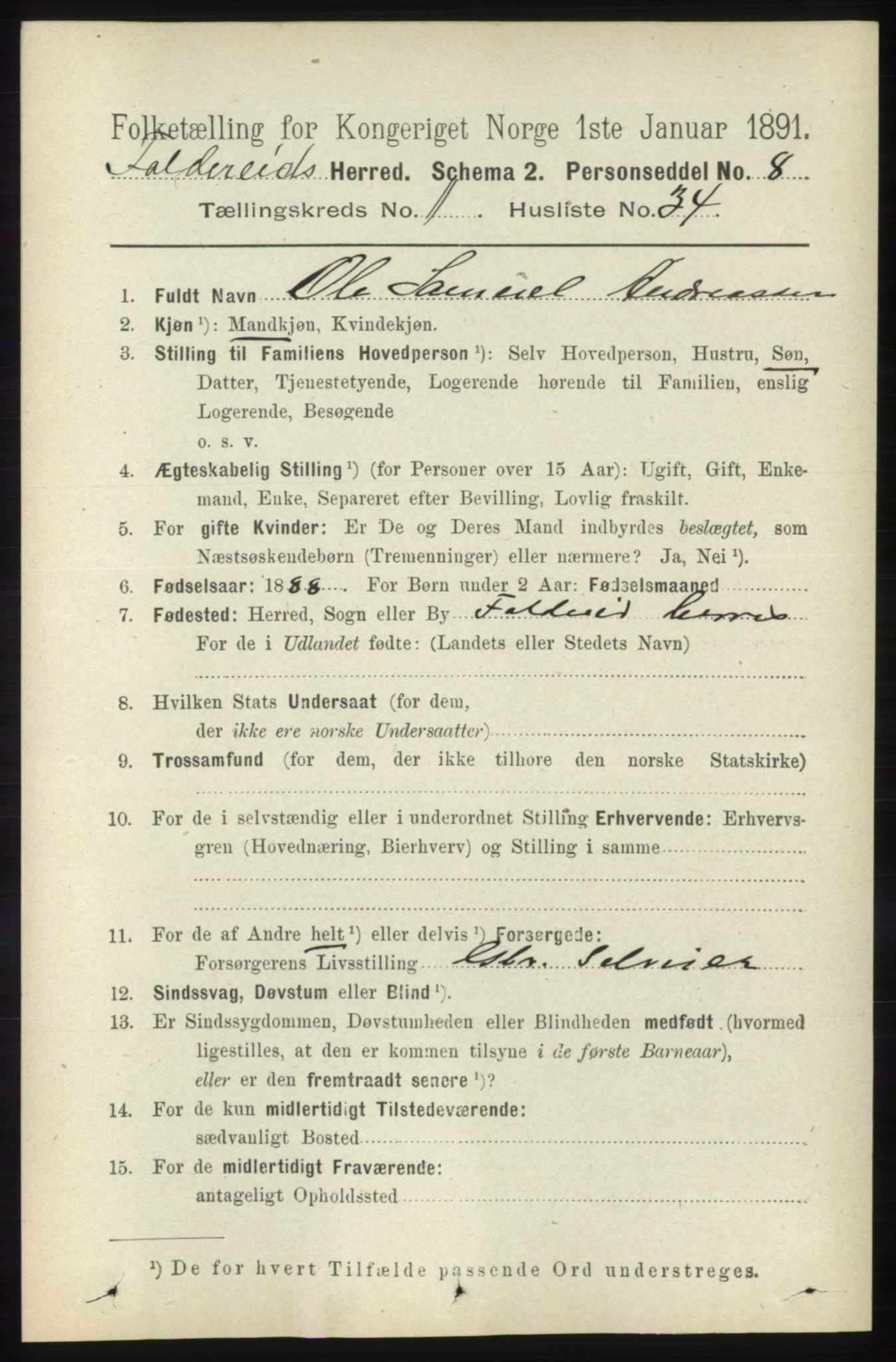 RA, Folketelling 1891 for 1753 Foldereid herred, 1891, s. 355