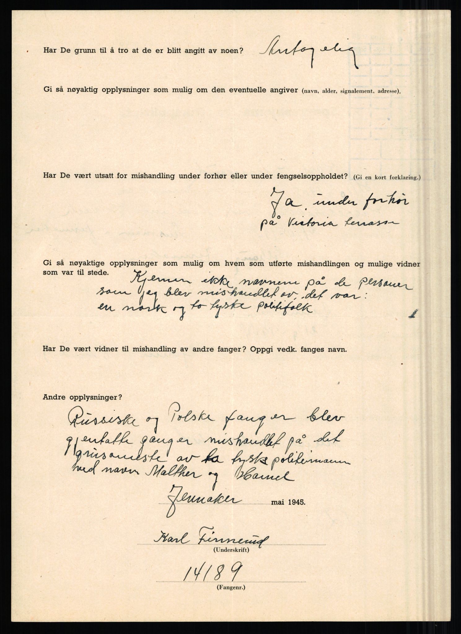 Rikspolitisjefen, AV/RA-S-1560/L/L0004: Eriksen, Alf - Geving, Øivind, 1940-1945, s. 438