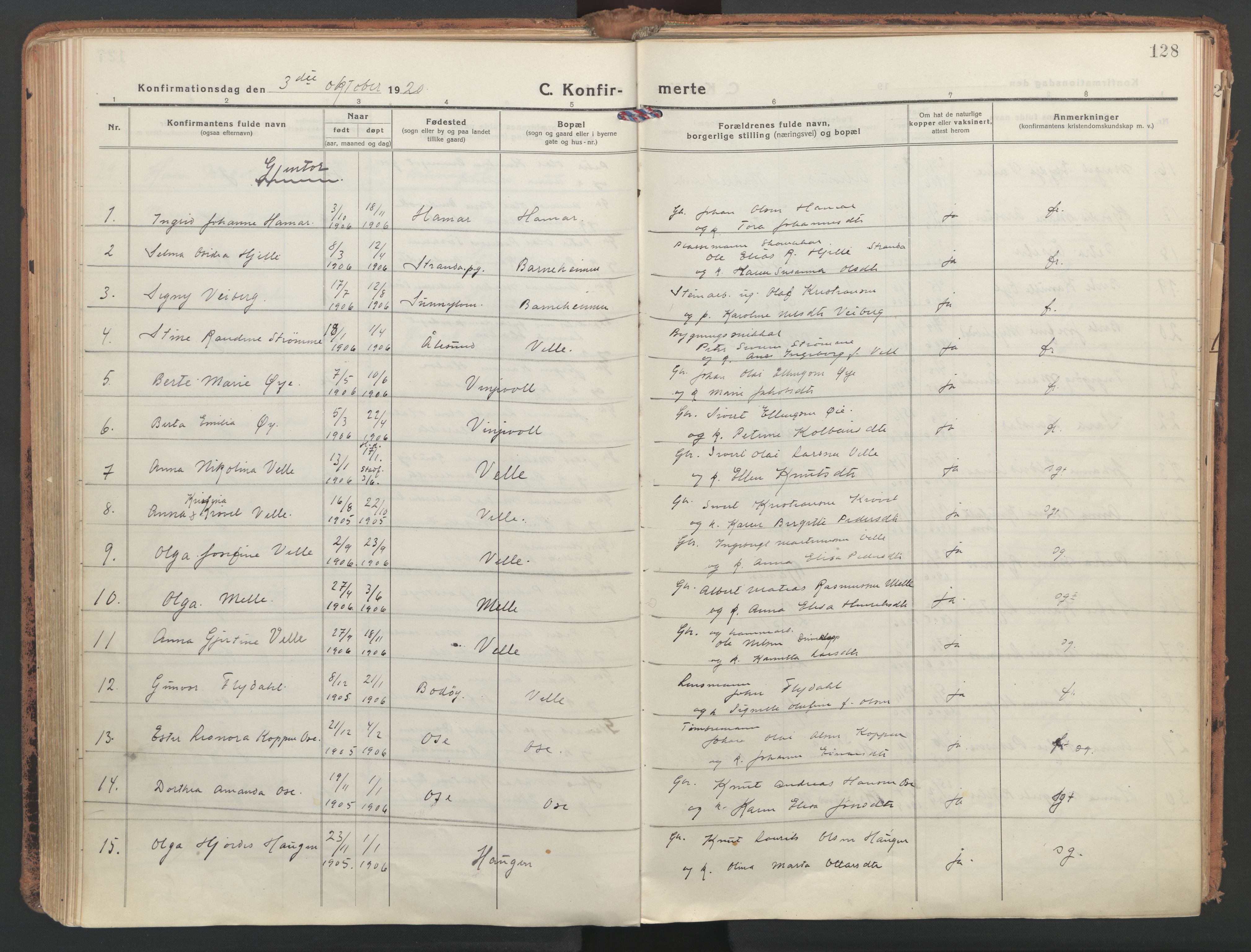 Ministerialprotokoller, klokkerbøker og fødselsregistre - Møre og Romsdal, AV/SAT-A-1454/513/L0180: Ministerialbok nr. 513A07, 1919-1929, s. 128