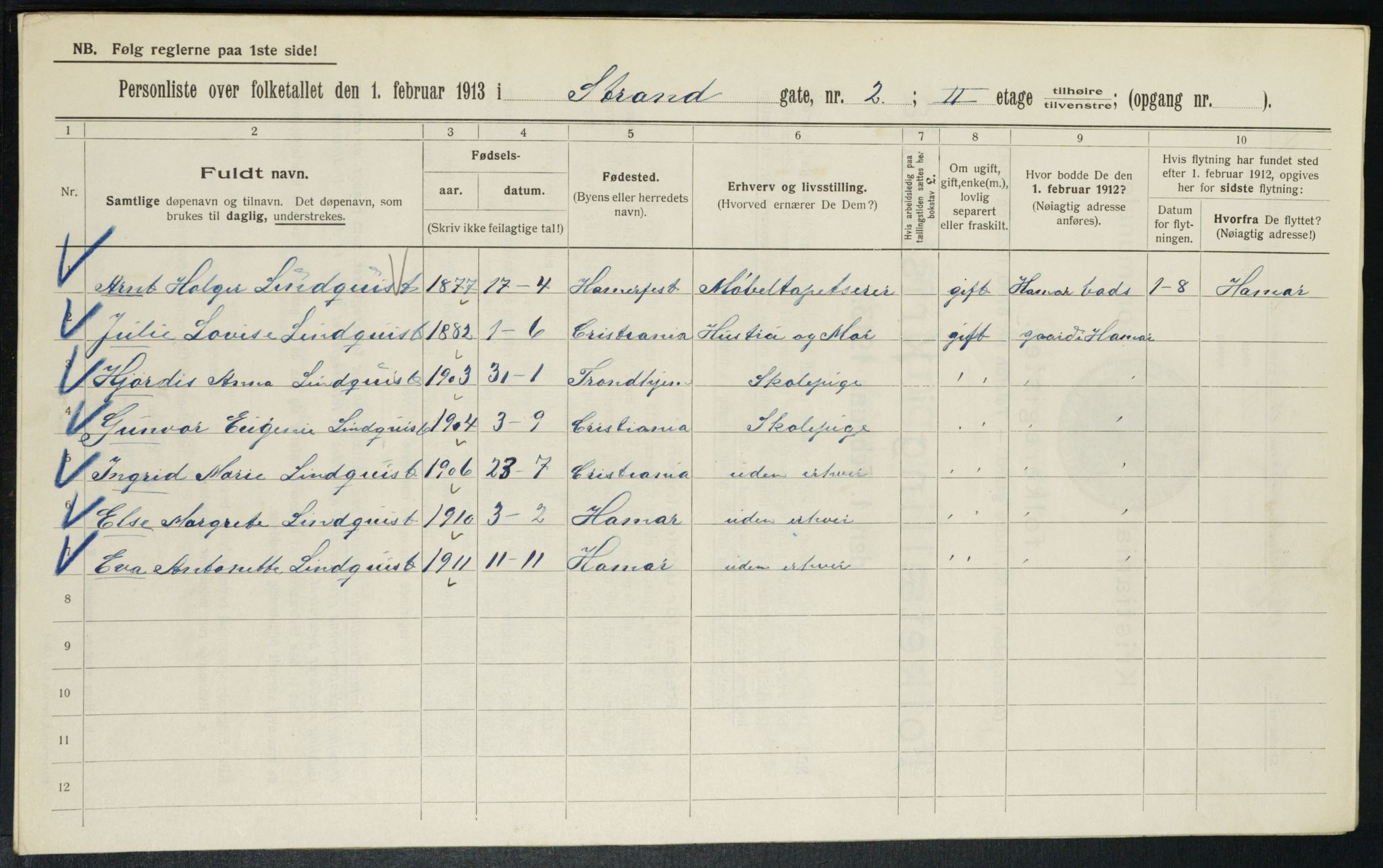 OBA, Kommunal folketelling 1.2.1913 for Kristiania, 1913, s. 103769