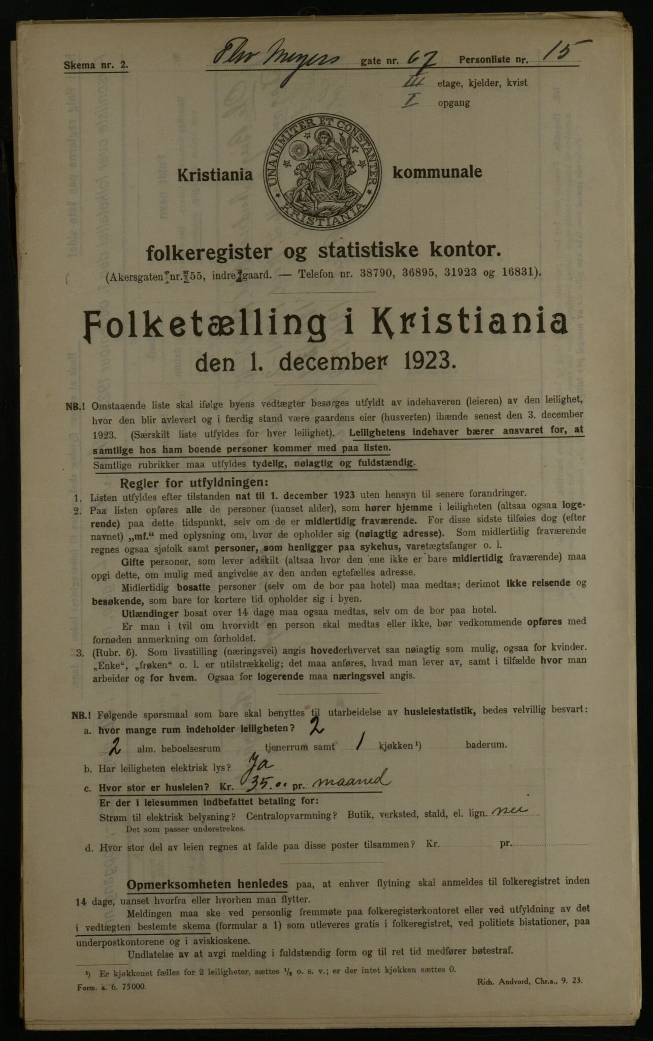 OBA, Kommunal folketelling 1.12.1923 for Kristiania, 1923, s. 122411