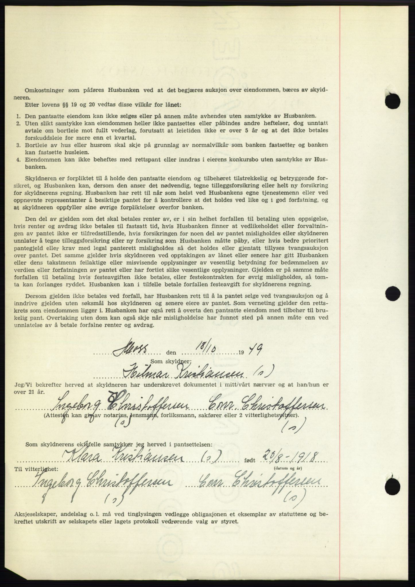 Moss sorenskriveri, SAO/A-10168: Pantebok nr. B23, 1949-1950, Dagboknr: 3210/1949
