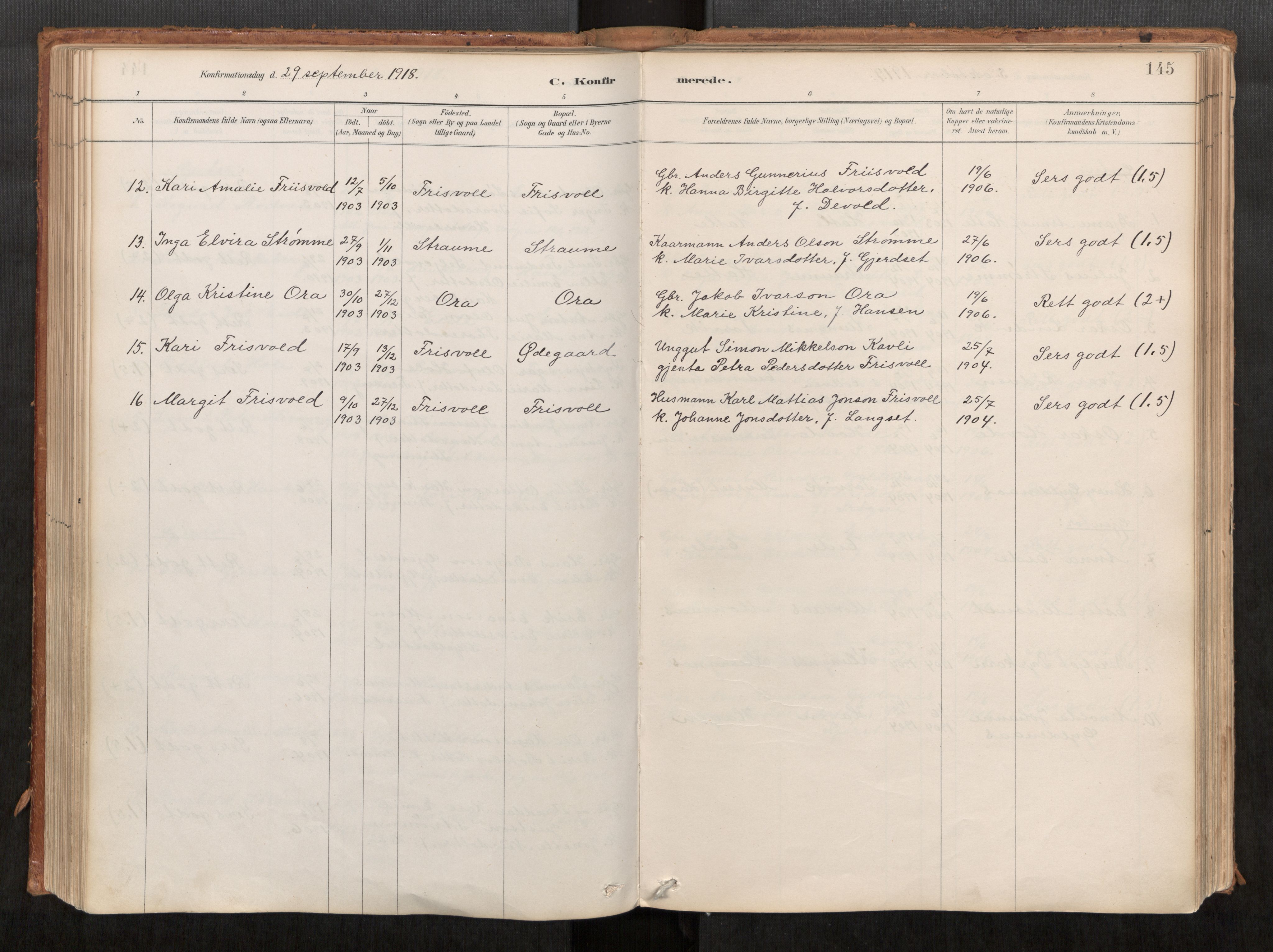 Ministerialprotokoller, klokkerbøker og fødselsregistre - Møre og Romsdal, AV/SAT-A-1454/542/L0553: Ministerialbok nr. 542A03, 1885-1925, s. 145