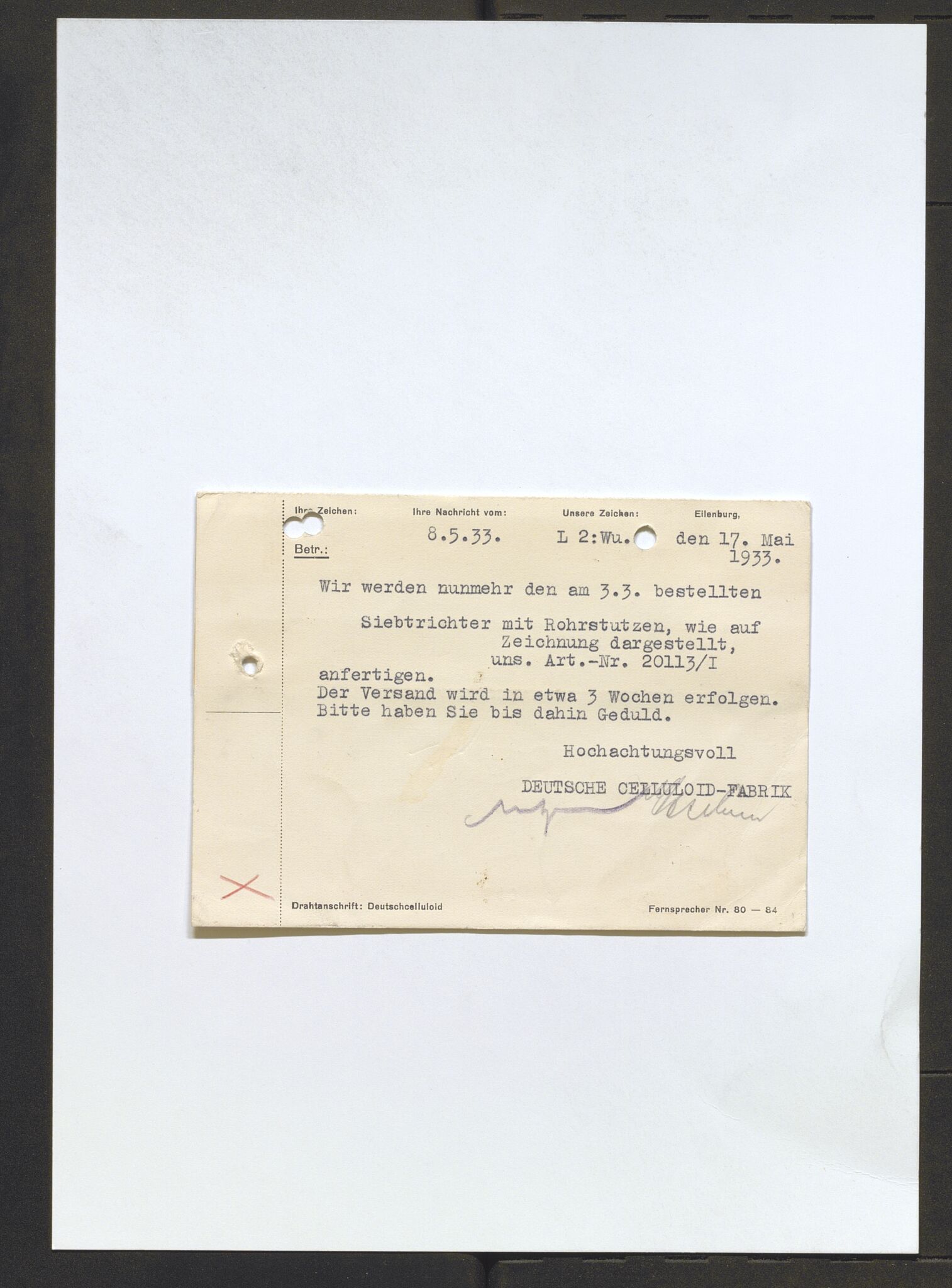 Bergens Museum, AV/SAB-A-17301/13/D/L0002: Korrespondanse , 1928-1940, s. 411