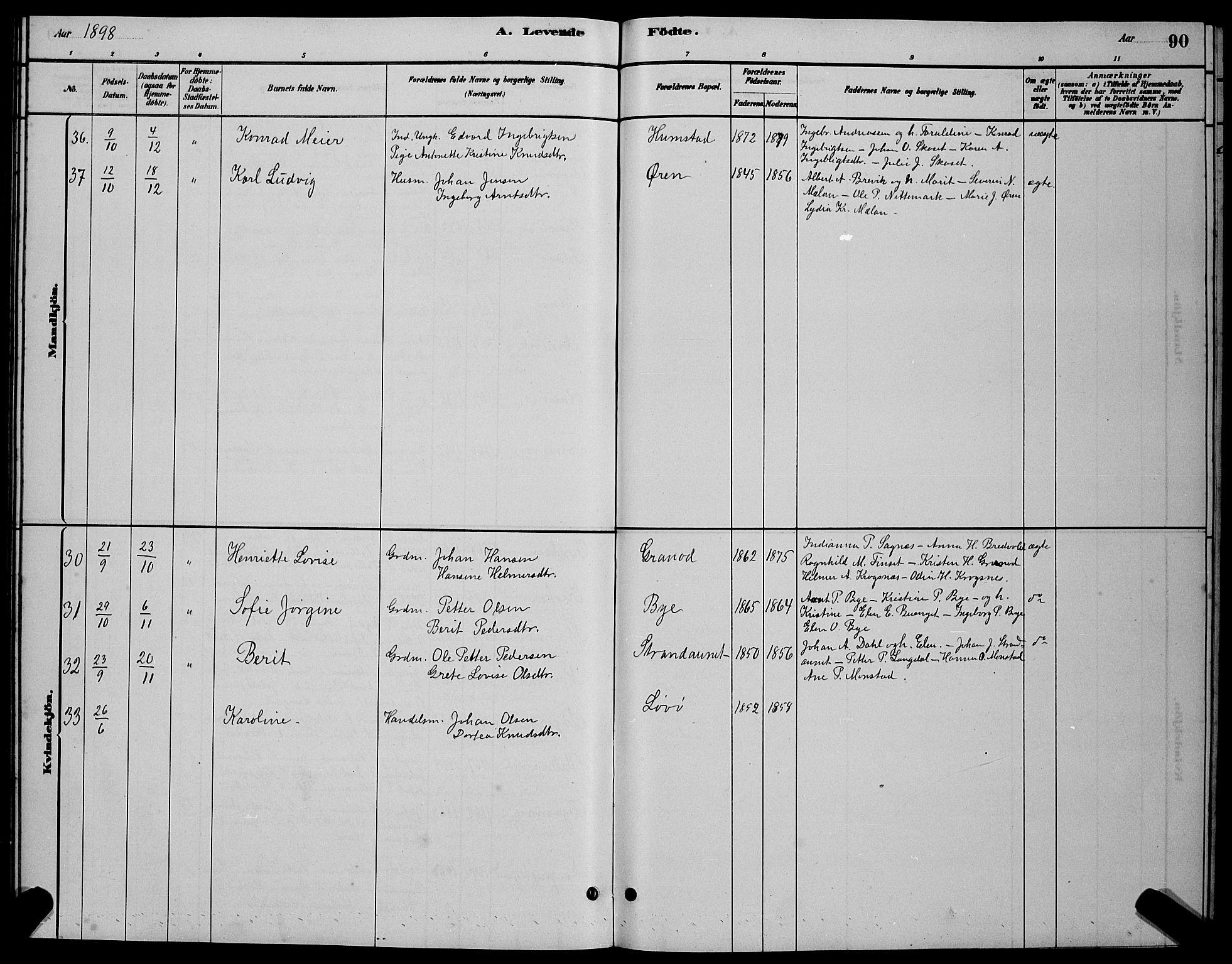 Ministerialprotokoller, klokkerbøker og fødselsregistre - Sør-Trøndelag, SAT/A-1456/655/L0687: Klokkerbok nr. 655C03, 1880-1898, s. 90