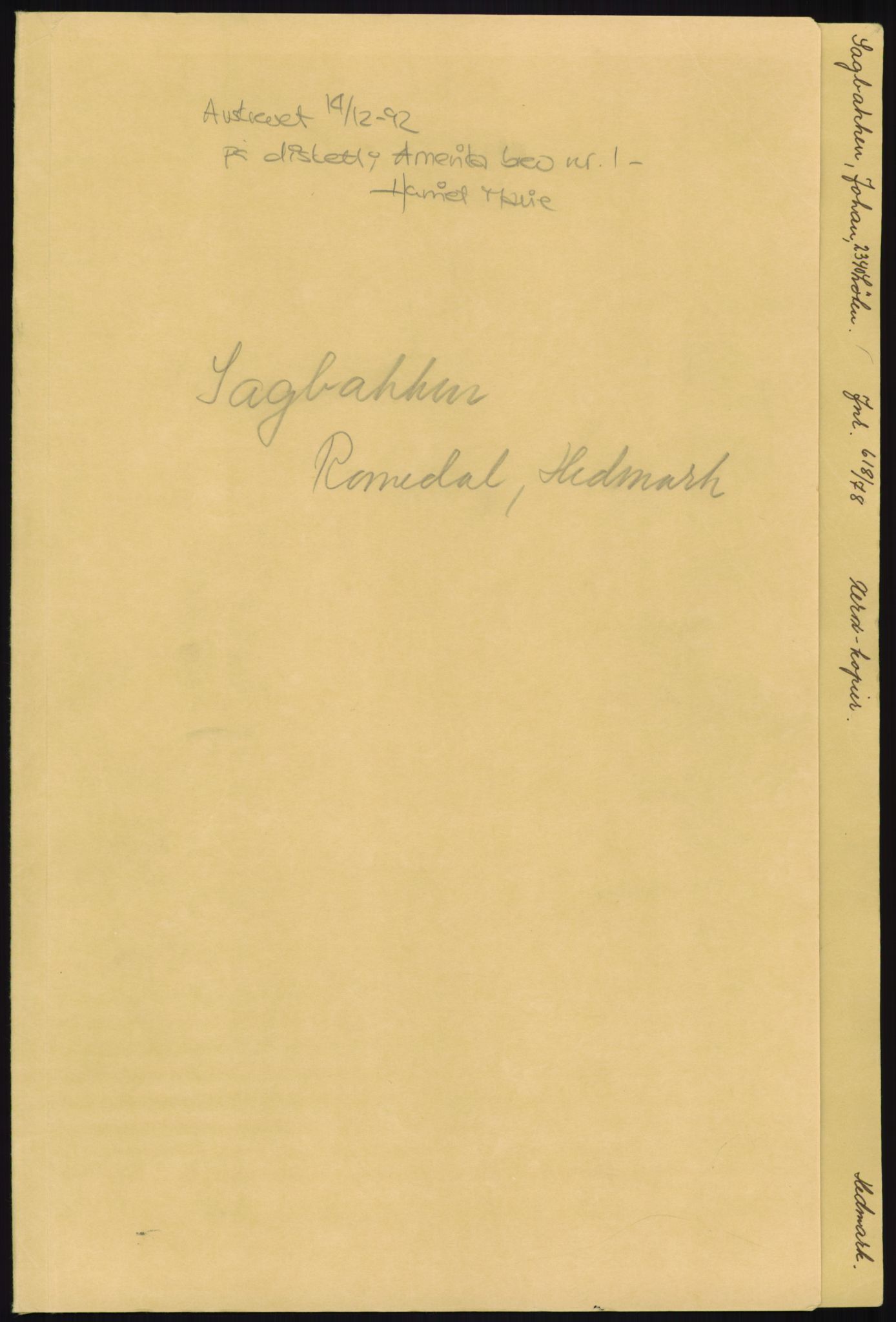 Samlinger til kildeutgivelse, Amerikabrevene, AV/RA-EA-4057/F/L0008: Innlån fra Hedmark: Gamkind - Semmingsen, 1838-1914, s. 405