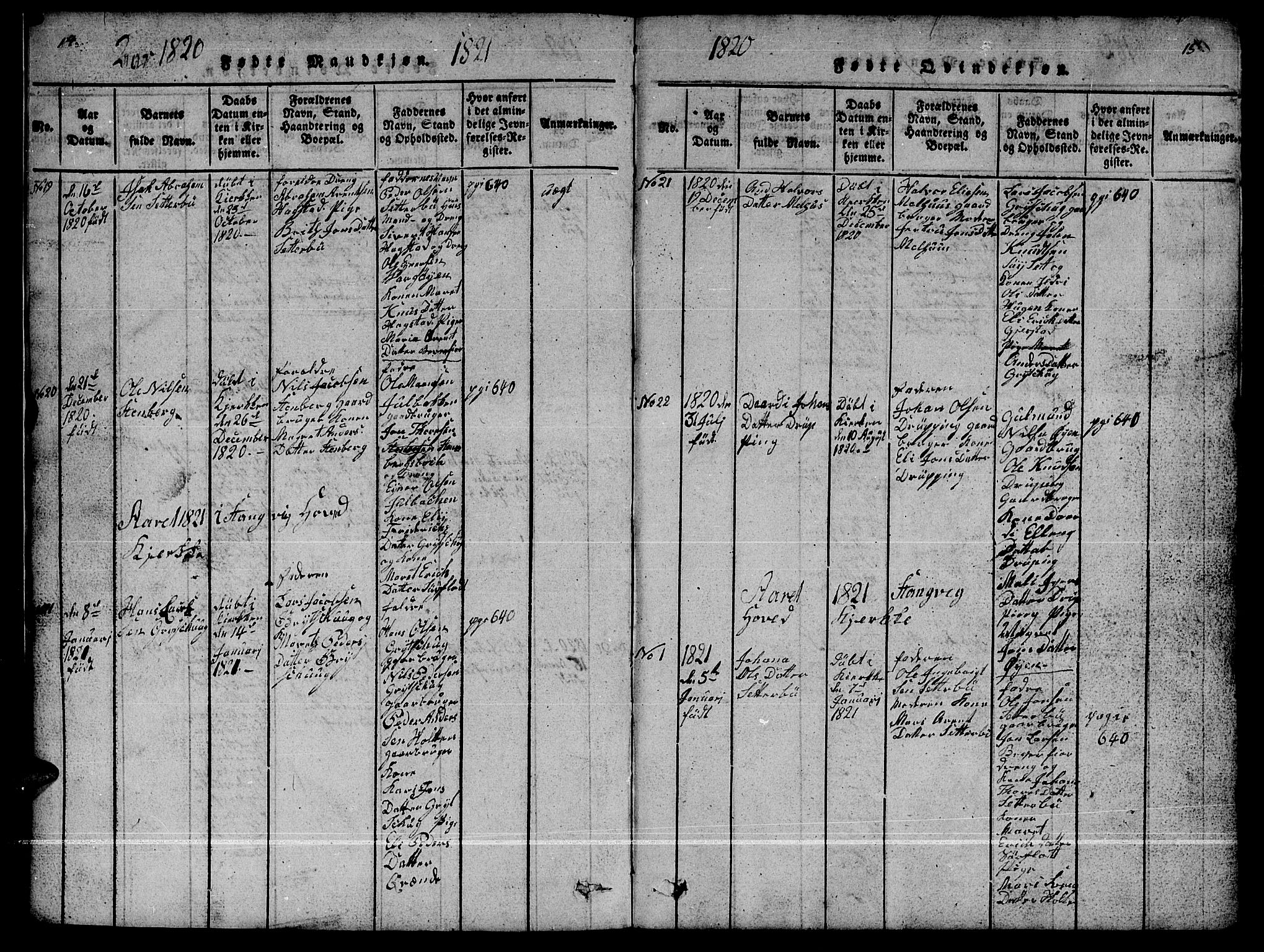Ministerialprotokoller, klokkerbøker og fødselsregistre - Møre og Romsdal, AV/SAT-A-1454/592/L1031: Klokkerbok nr. 592C01, 1820-1833, s. 14-15