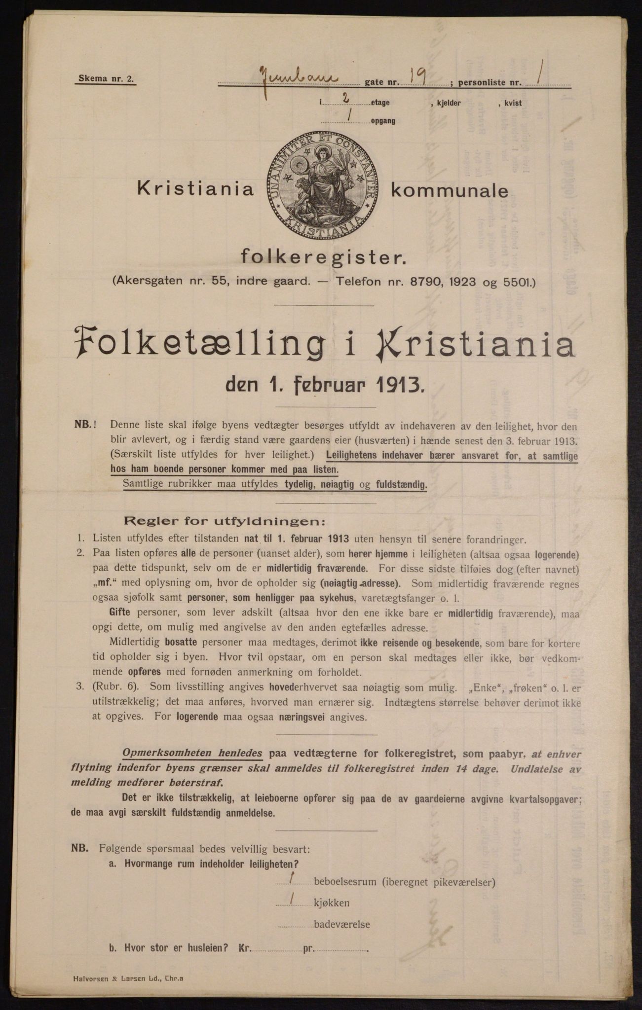 OBA, Kommunal folketelling 1.2.1913 for Kristiania, 1913, s. 46576