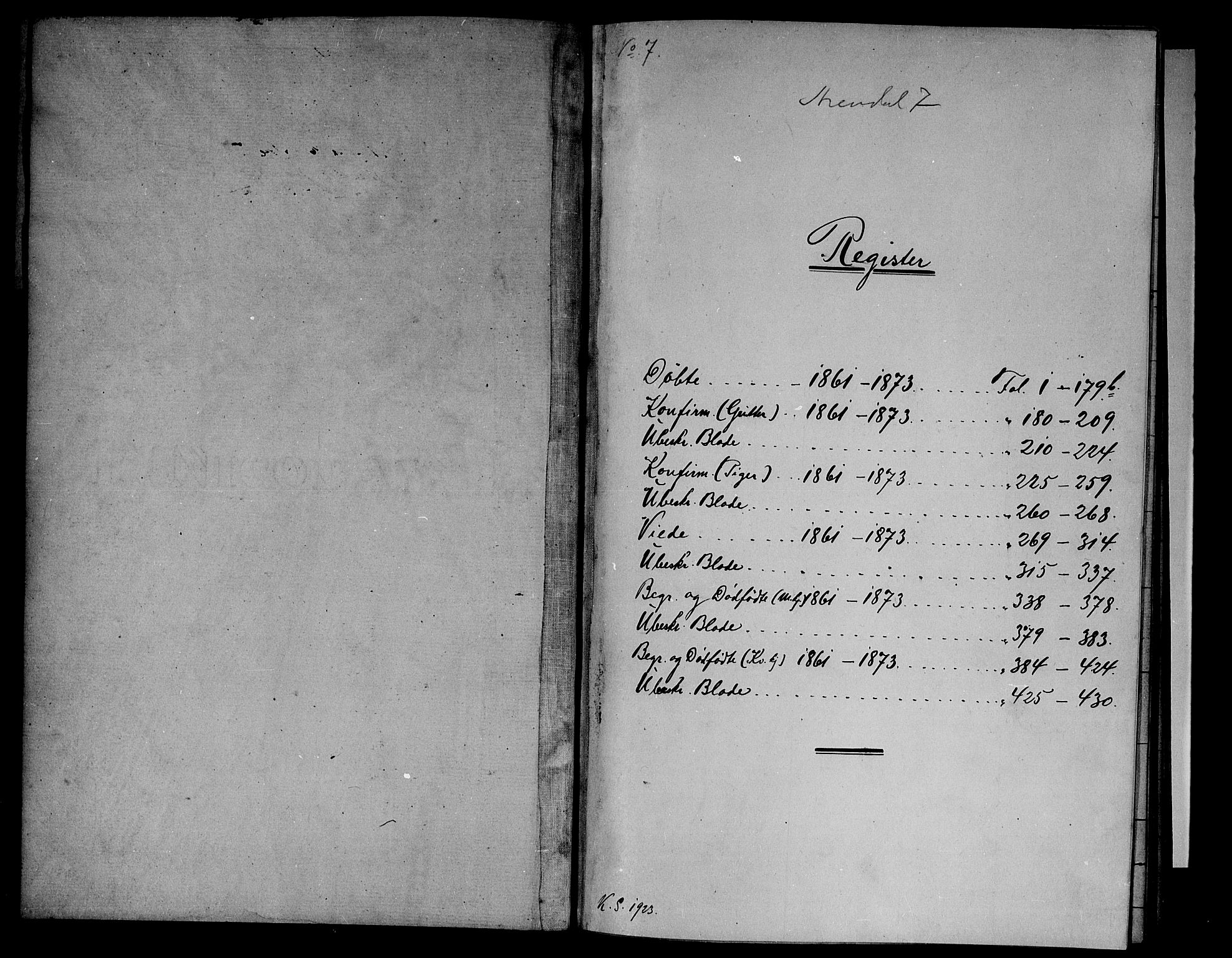 Arendal sokneprestkontor, Trefoldighet, SAK/1111-0040/F/Fb/L0004: Klokkerbok nr. B 4, 1861-1873