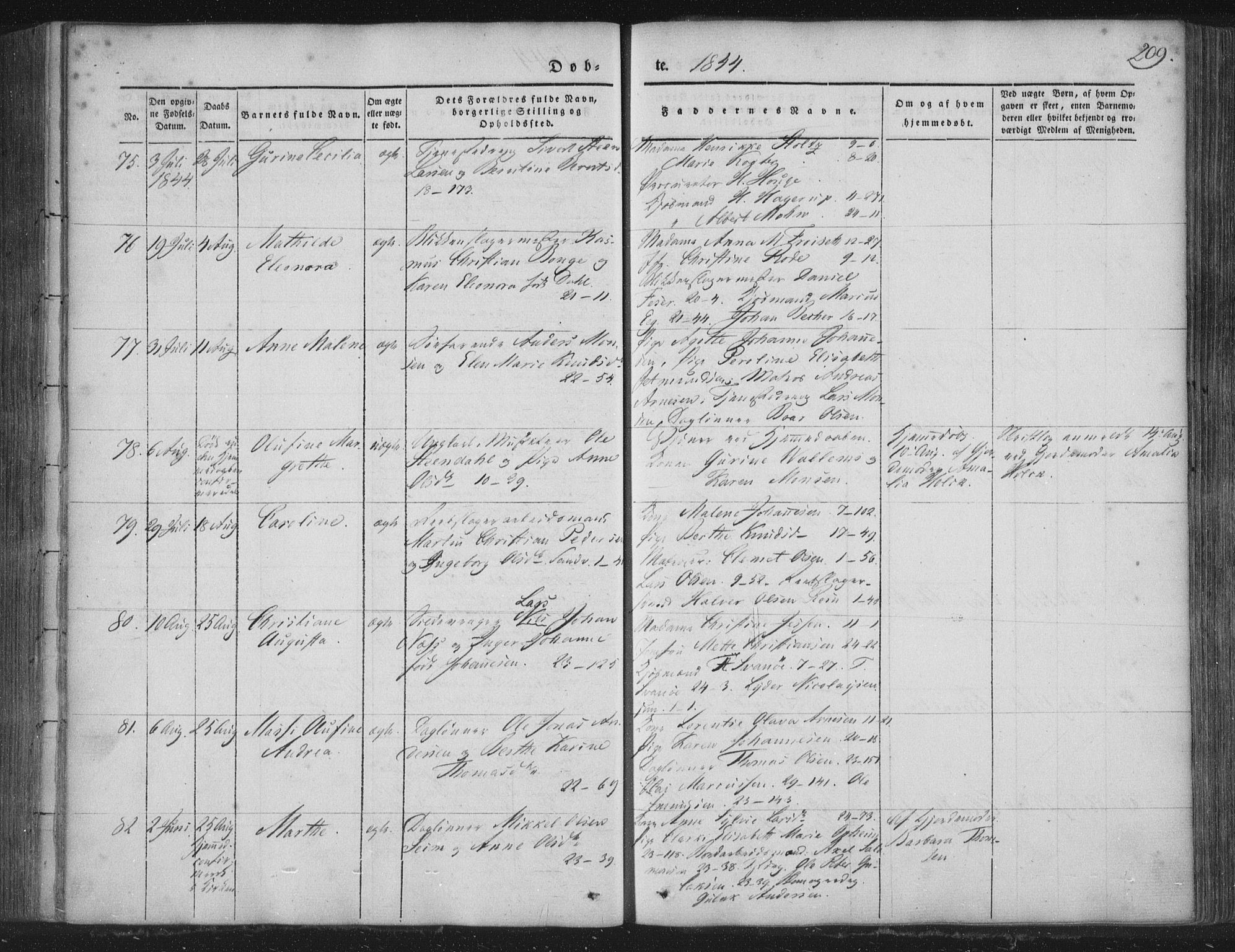 Korskirken sokneprestembete, SAB/A-76101/H/Haa/L0016: Ministerialbok nr. B 2, 1841-1851, s. 209