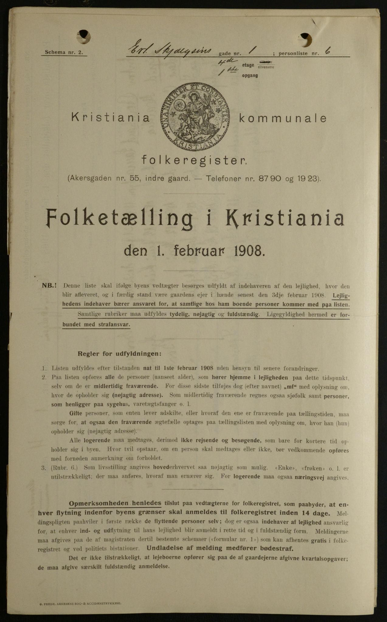 OBA, Kommunal folketelling 1.2.1908 for Kristiania kjøpstad, 1908, s. 20068