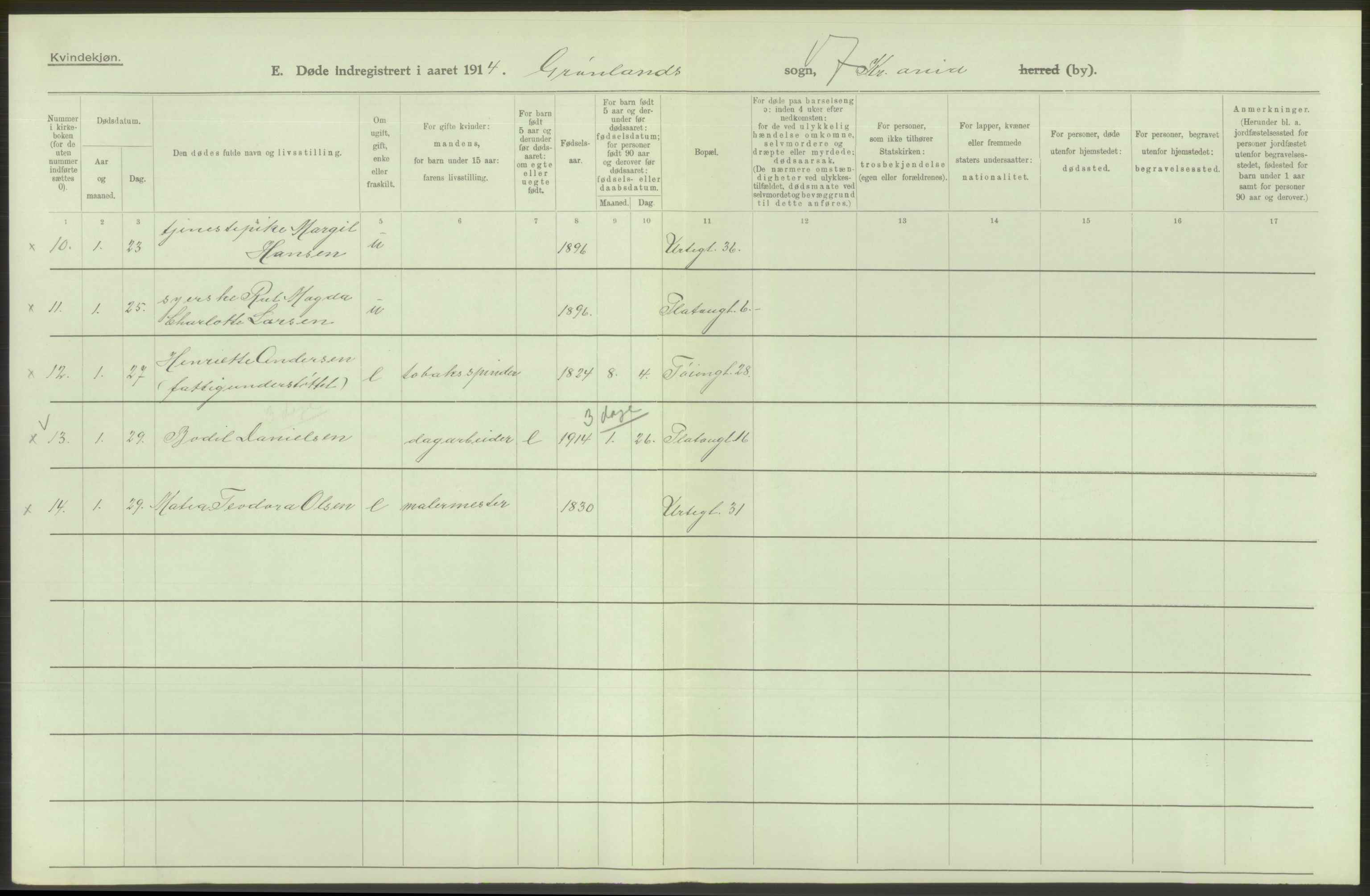 Statistisk sentralbyrå, Sosiodemografiske emner, Befolkning, AV/RA-S-2228/D/Df/Dfb/Dfbd/L0008: Kristiania: Døde, 1914, s. 544