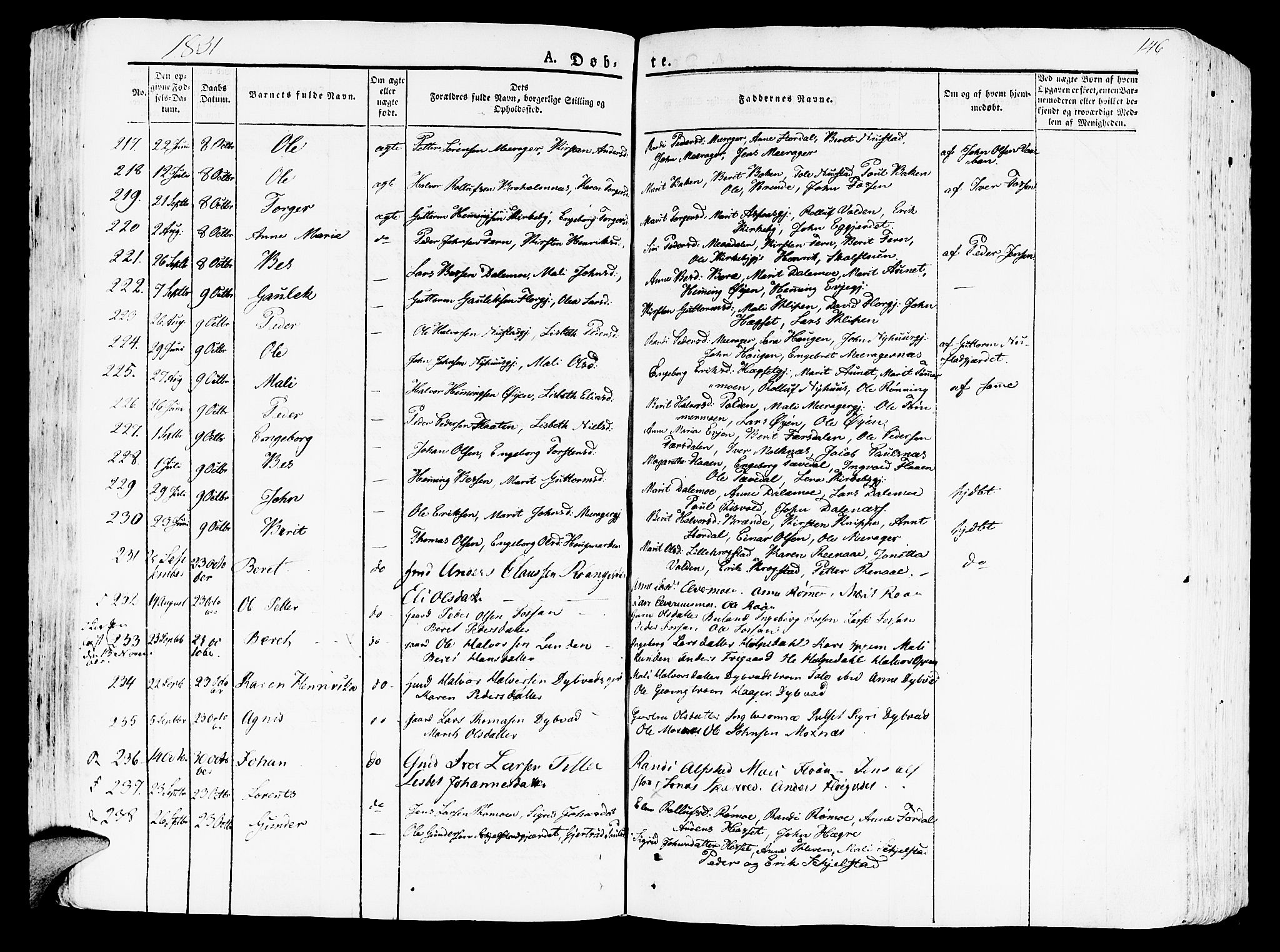 Ministerialprotokoller, klokkerbøker og fødselsregistre - Nord-Trøndelag, AV/SAT-A-1458/709/L0070: Ministerialbok nr. 709A10, 1820-1832, s. 146