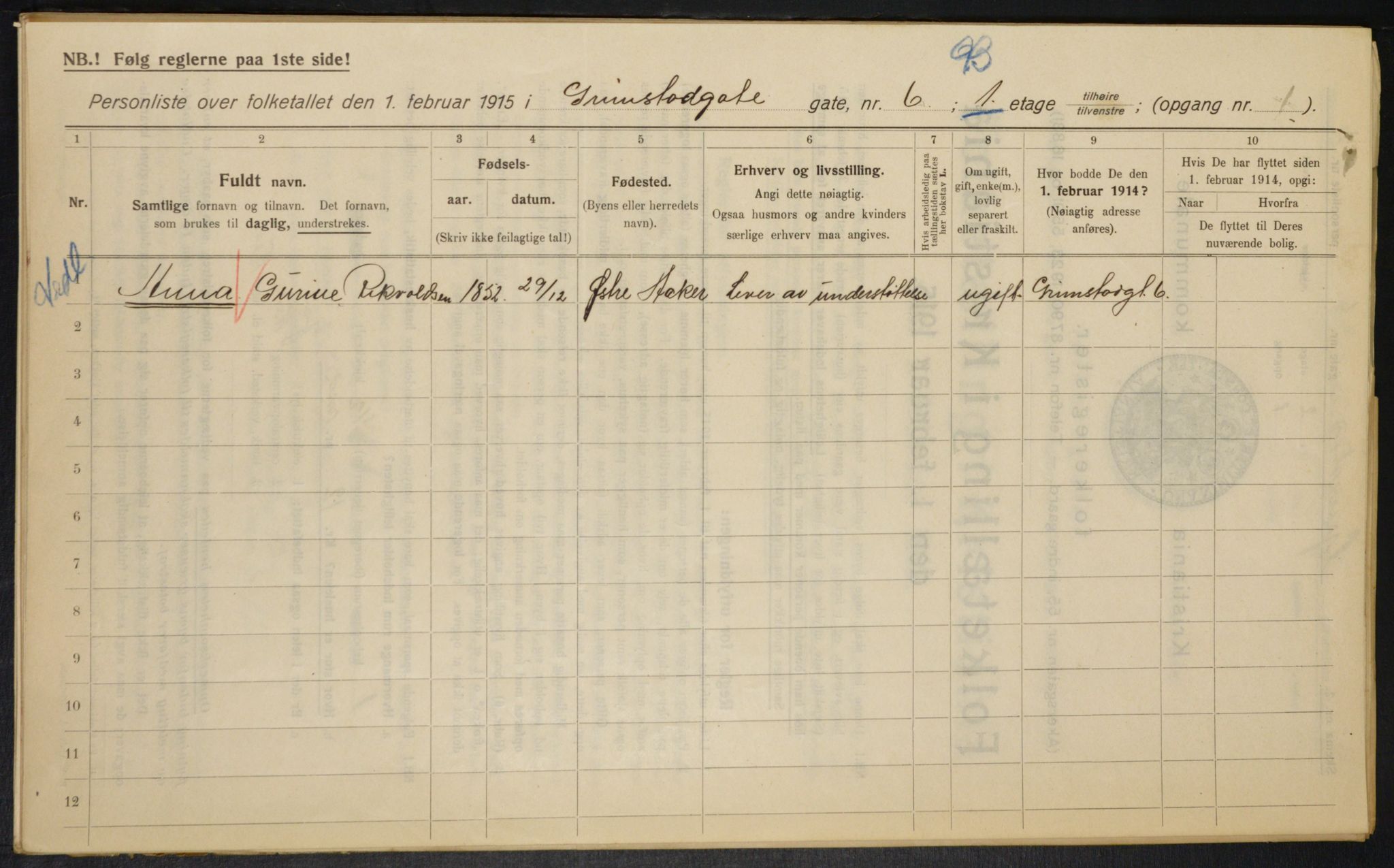 OBA, Kommunal folketelling 1.2.1915 for Kristiania, 1915, s. 29581