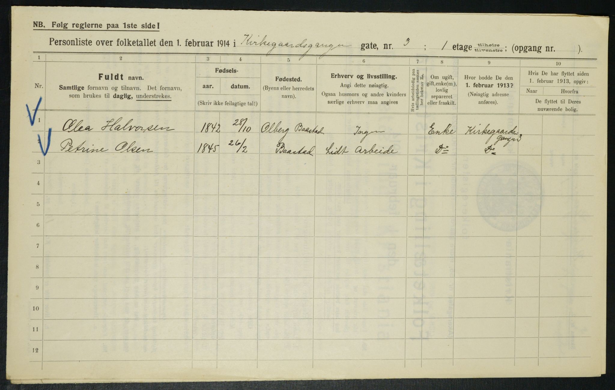 OBA, Kommunal folketelling 1.2.1914 for Kristiania, 1914, s. 49971