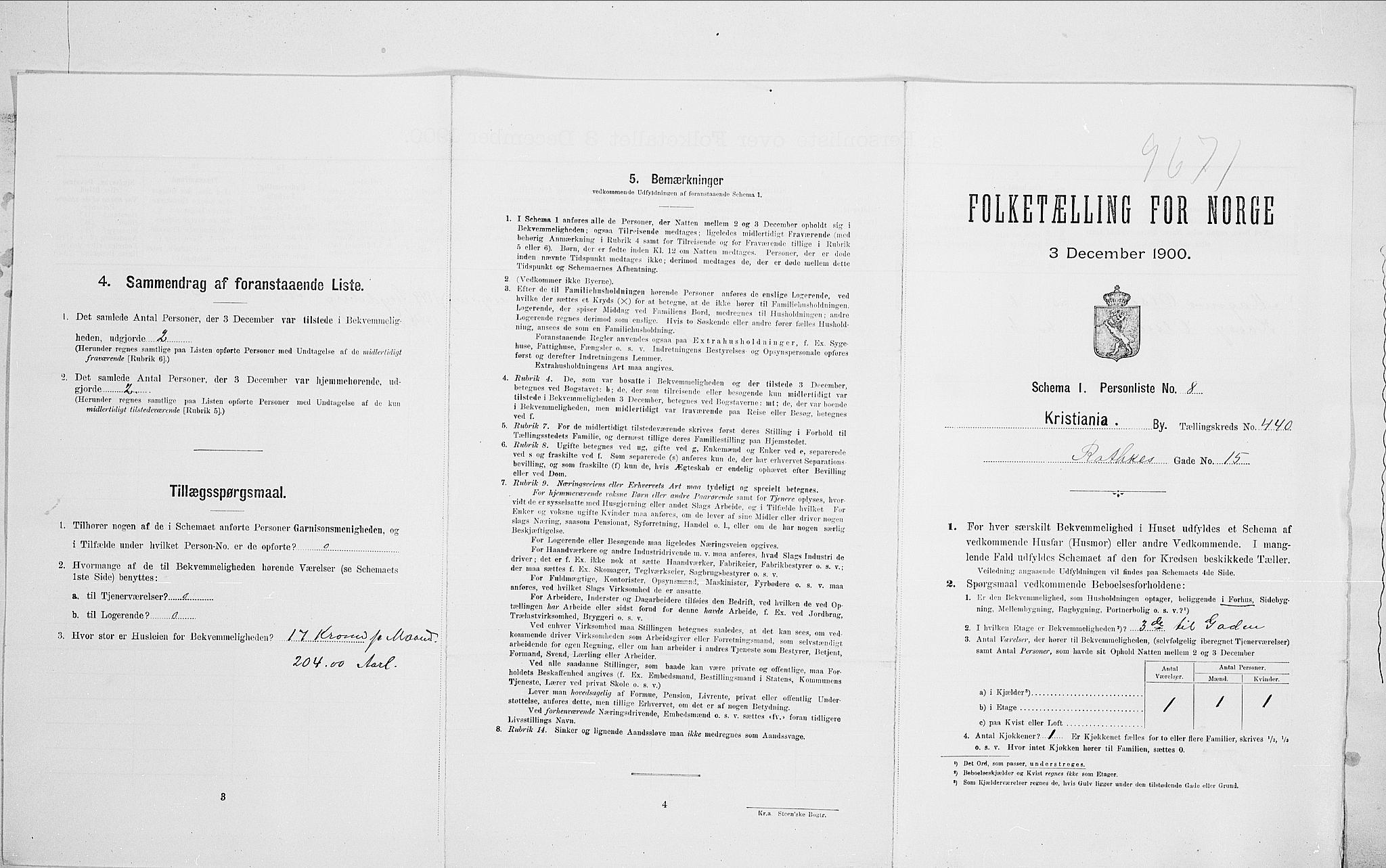 SAO, Folketelling 1900 for 0301 Kristiania kjøpstad, 1900, s. 74346