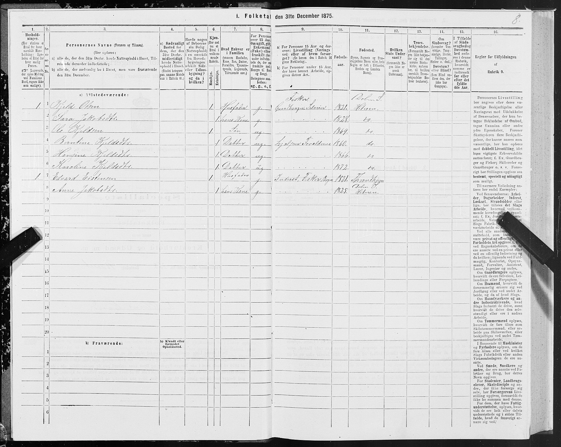 SAT, Folketelling 1875 for 1617P Hitra prestegjeld, 1875, s. 7008