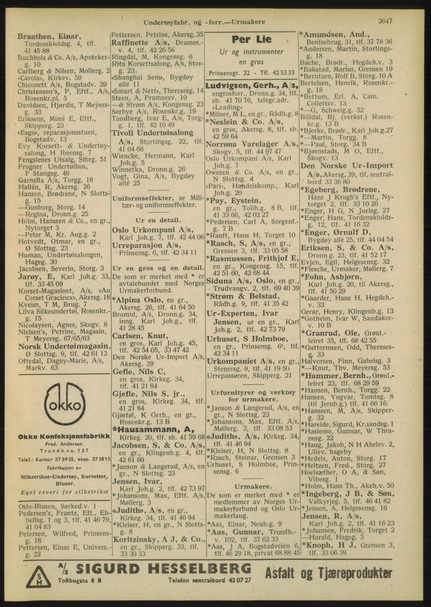 Kristiania/Oslo adressebok, PUBL/-, 1948, s. 2647