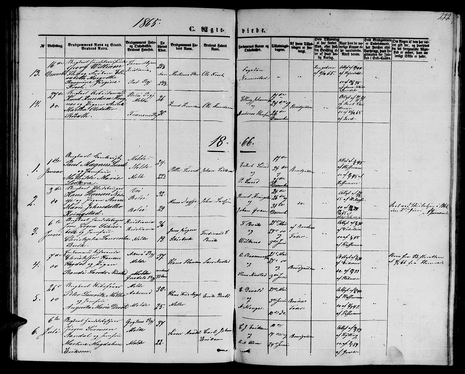 Ministerialprotokoller, klokkerbøker og fødselsregistre - Møre og Romsdal, AV/SAT-A-1454/558/L0701: Klokkerbok nr. 558C02, 1862-1879, s. 222