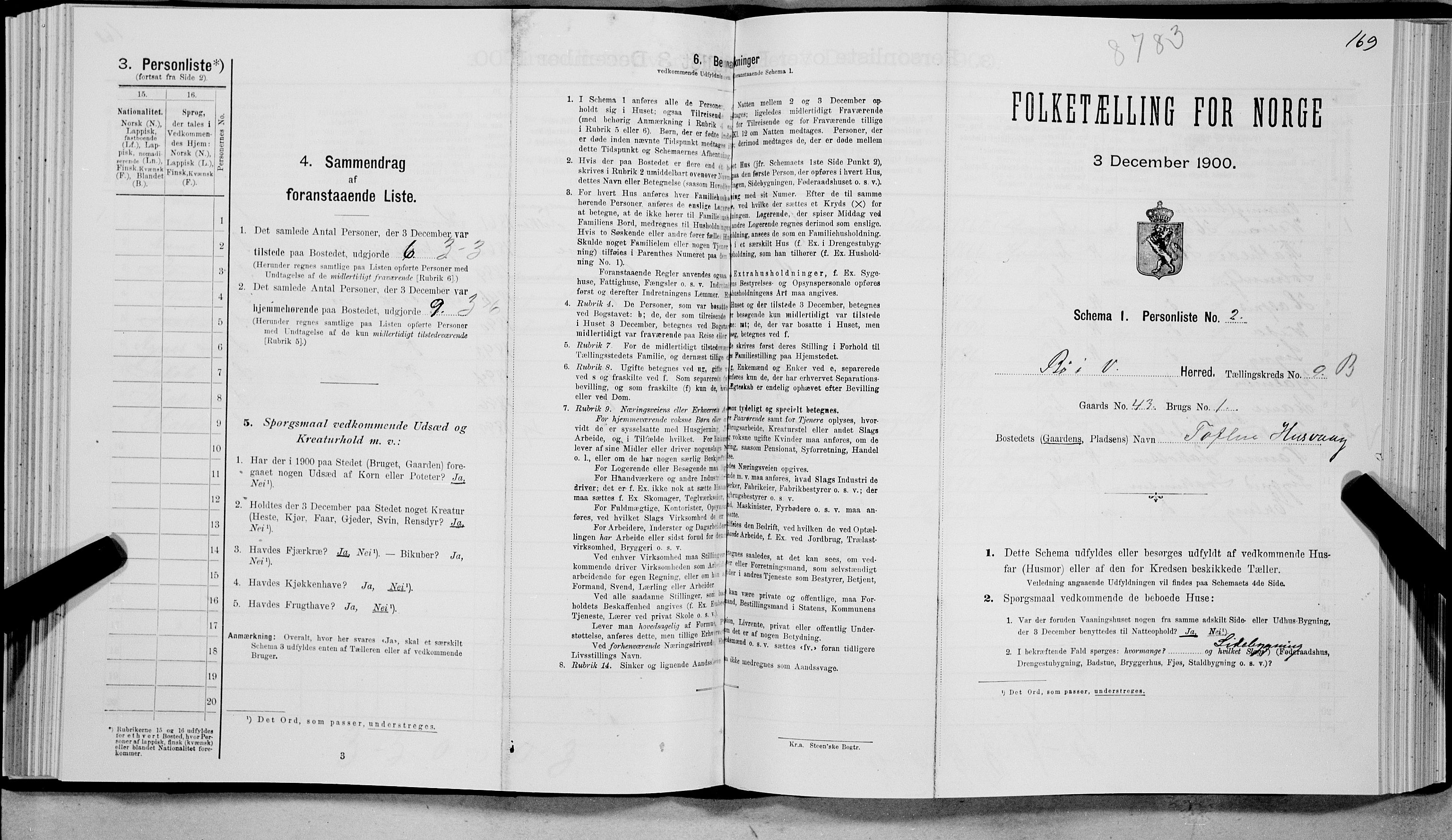 SAT, Folketelling 1900 for 1867 Bø herred, 1900, s. 1071