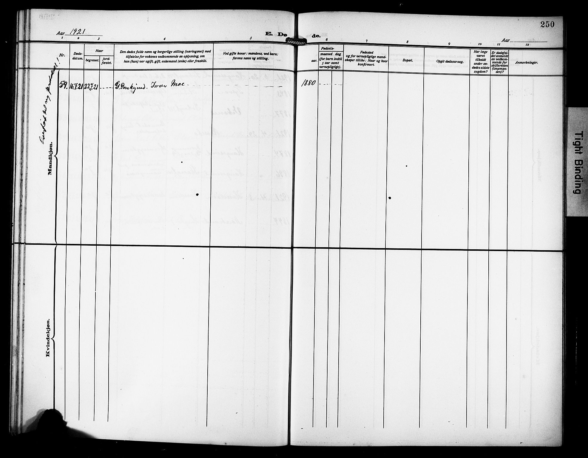 Haugesund sokneprestkontor, SAST/A -101863/H/Ha/Hab/L0008: Klokkerbok nr. B 8, 1909-1921, s. 250