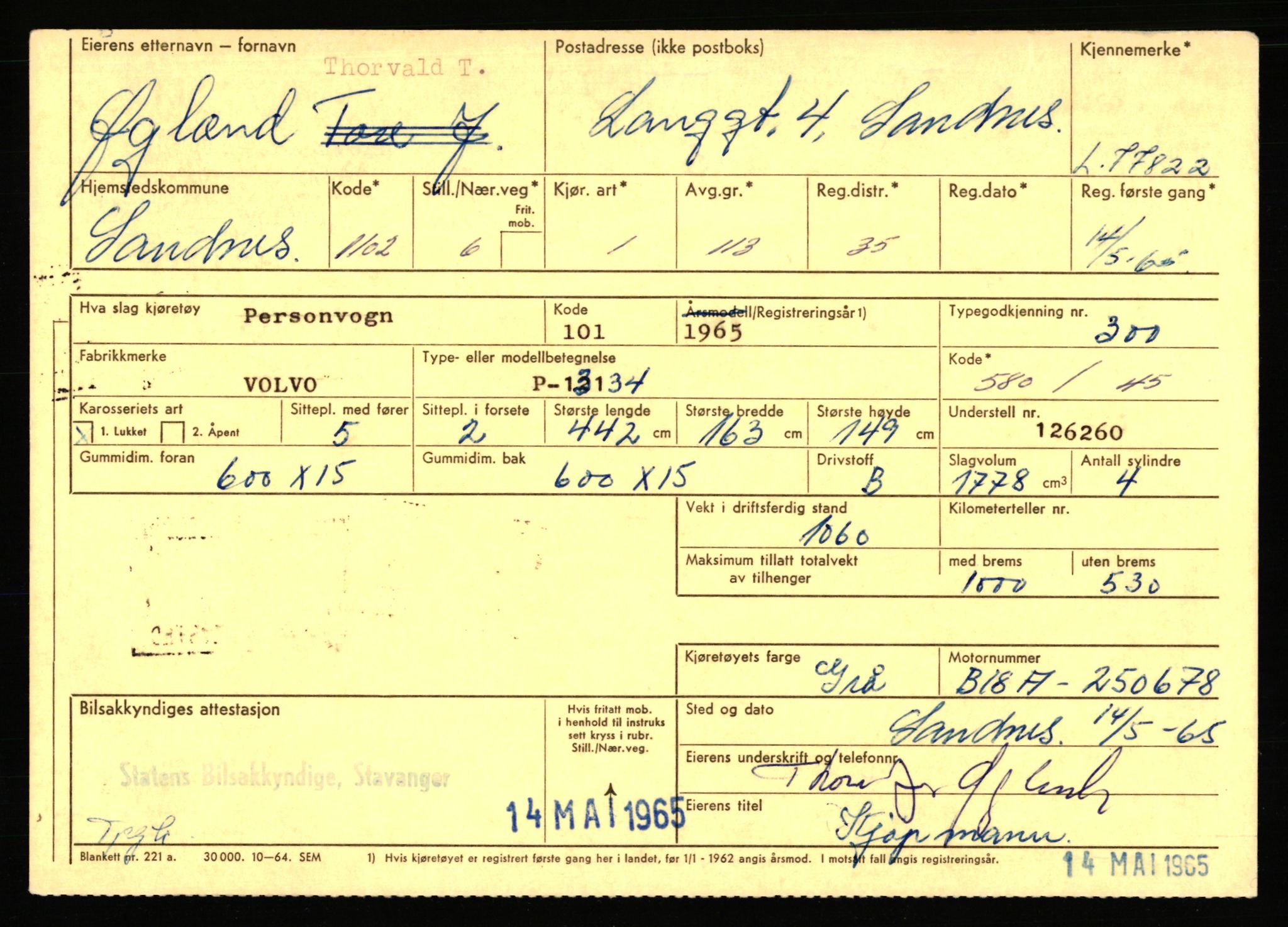 Stavanger trafikkstasjon, AV/SAST-A-101942/0/F/L0069: L-76801 - L-78797, 1930-1971, s. 1119