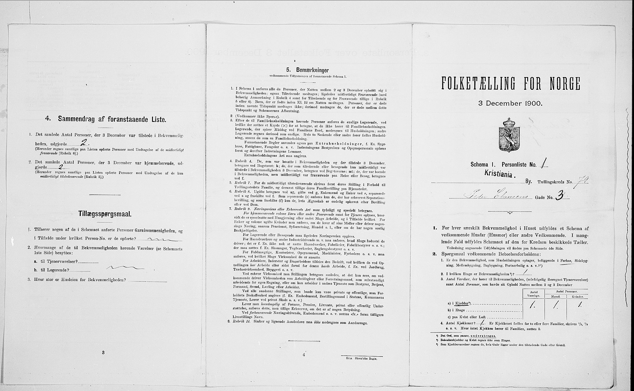 SAO, Folketelling 1900 for 0301 Kristiania kjøpstad, 1900, s. 71053