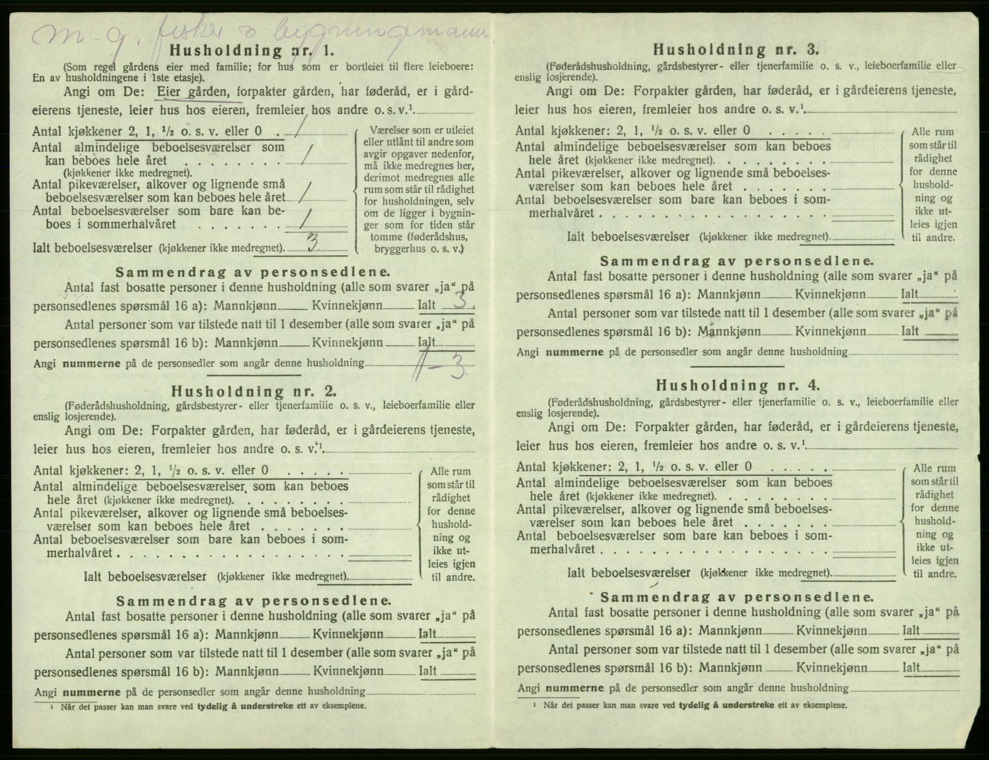 SAB, Folketelling 1920 for 1246 Fjell herred, 1920, s. 1461