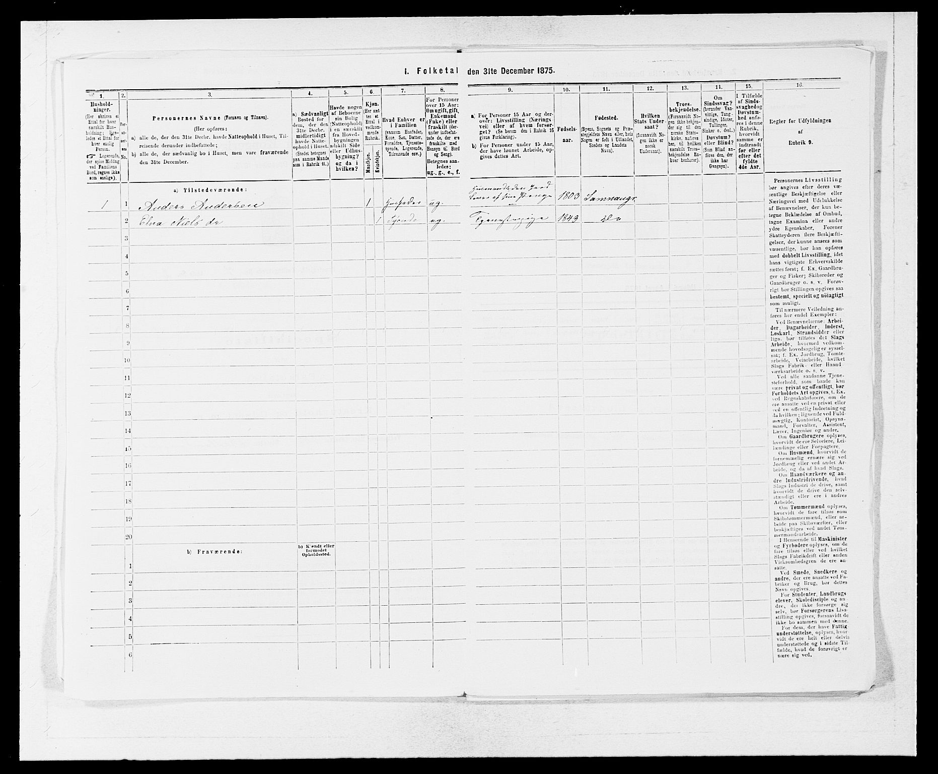 SAB, Folketelling 1875 for 1243P Os prestegjeld, 1875, s. 901