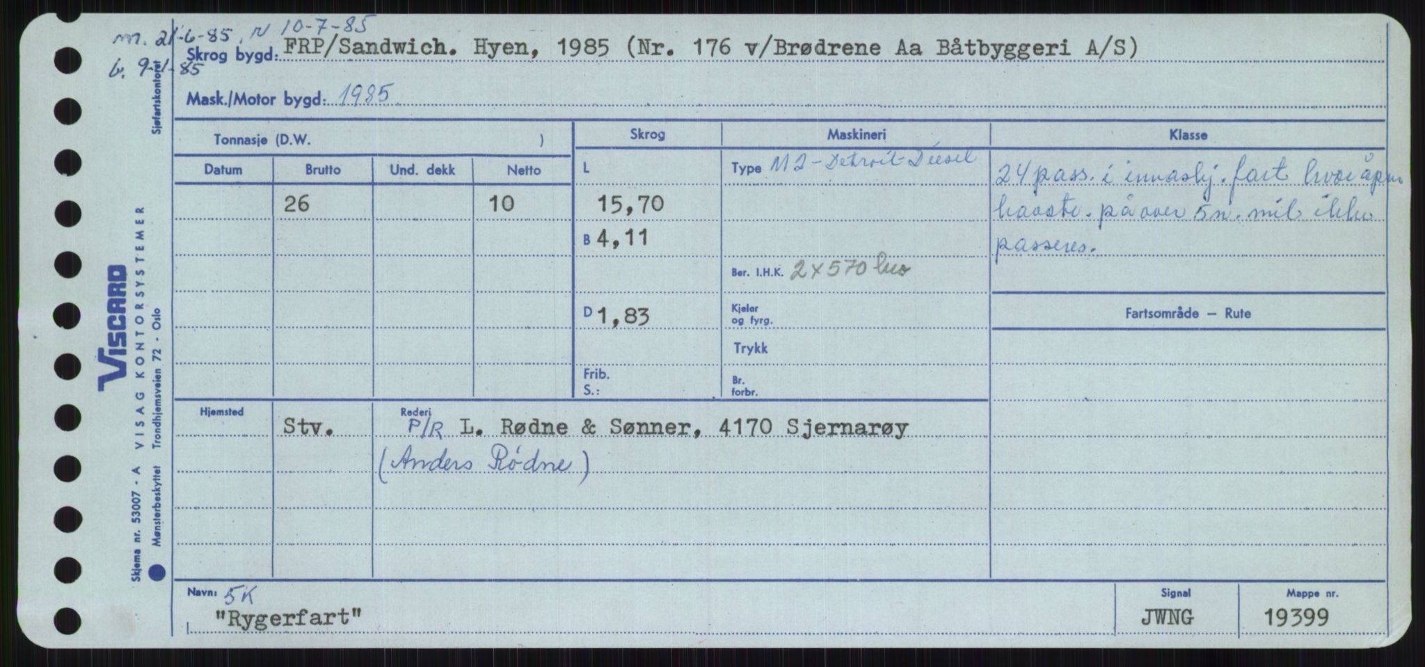 Sjøfartsdirektoratet med forløpere, Skipsmålingen, RA/S-1627/H/Ha/L0004/0002: Fartøy, Mas-R / Fartøy, Odin-R, s. 927