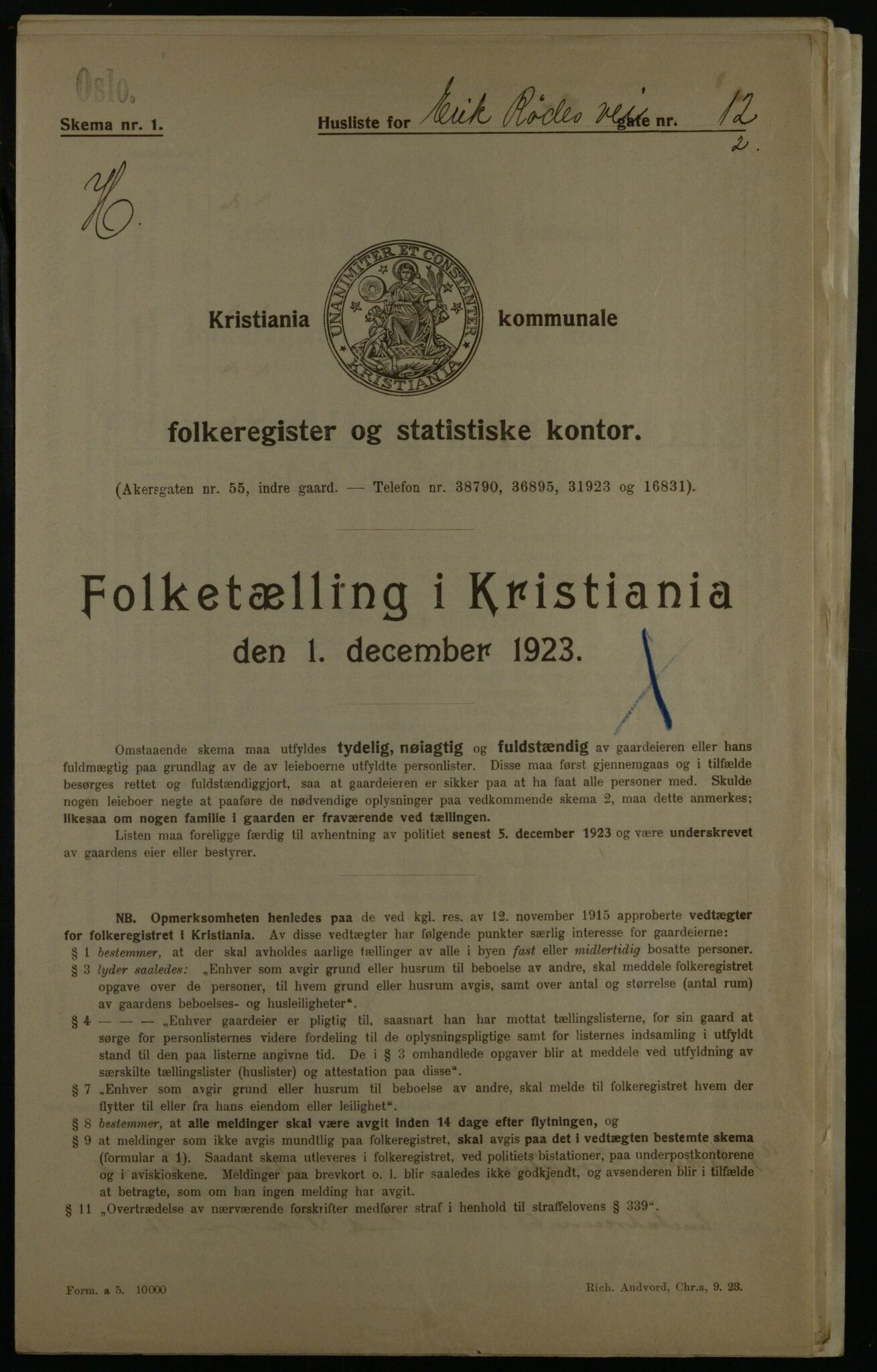 OBA, Kommunal folketelling 1.12.1923 for Kristiania, 1923, s. 21757