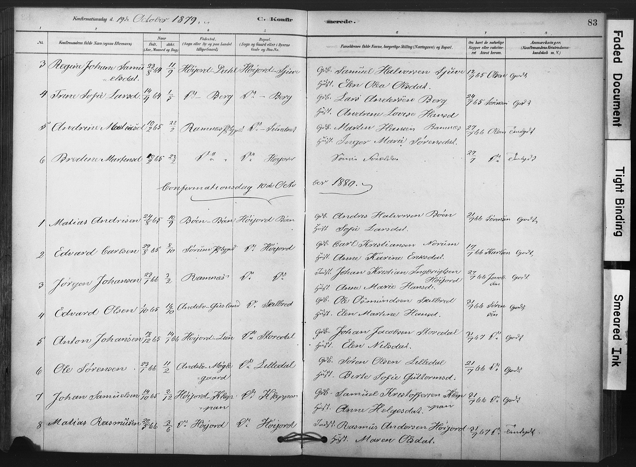 Andebu kirkebøker, AV/SAKO-A-336/F/Fb/L0001: Ministerialbok nr. II 1, 1878-1909, s. 83