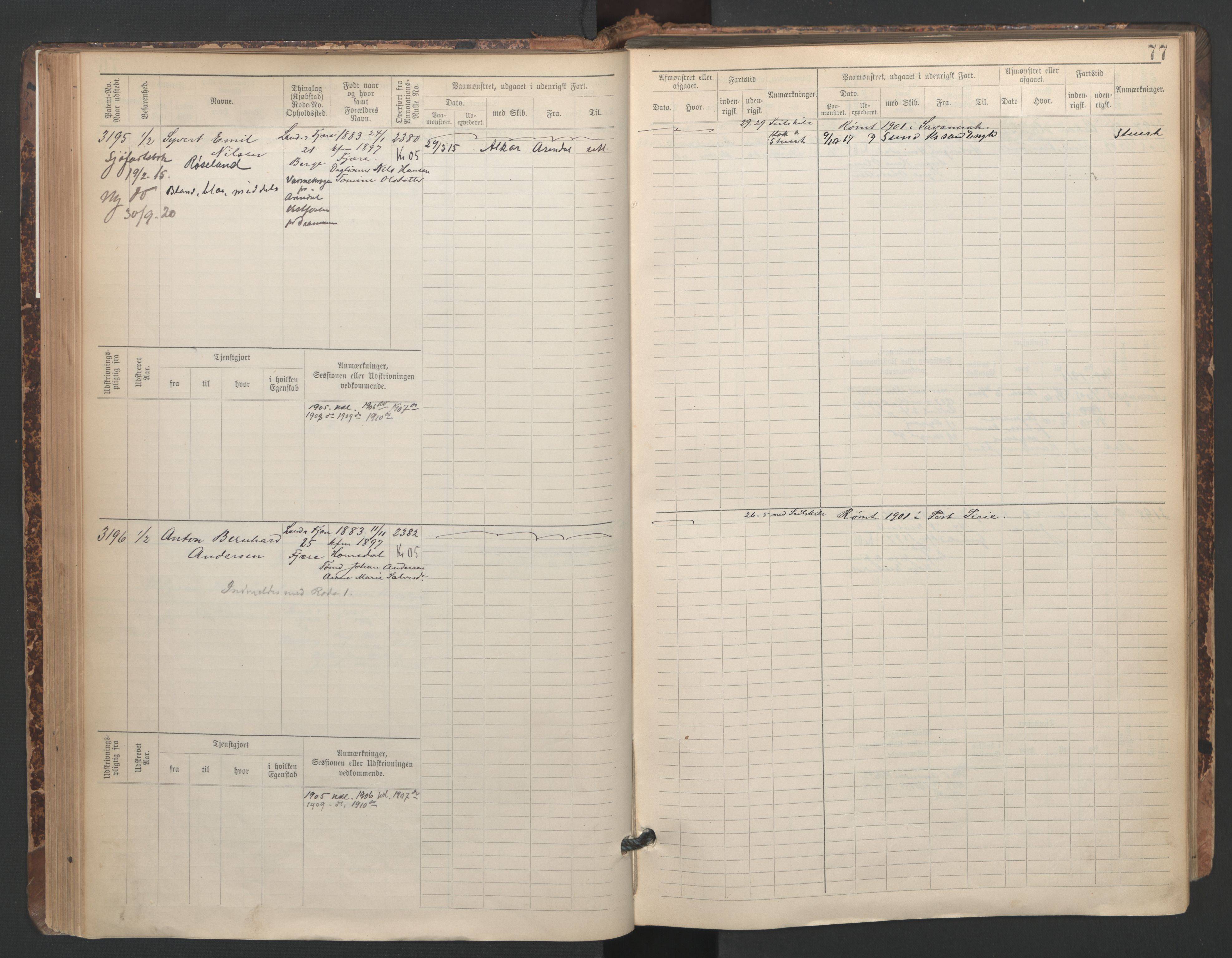 Grimstad mønstringskrets, SAK/2031-0013/F/Fb/L0005: Hovedrulle A nr 3043-3804, F-8, 1900-1948, s. 79