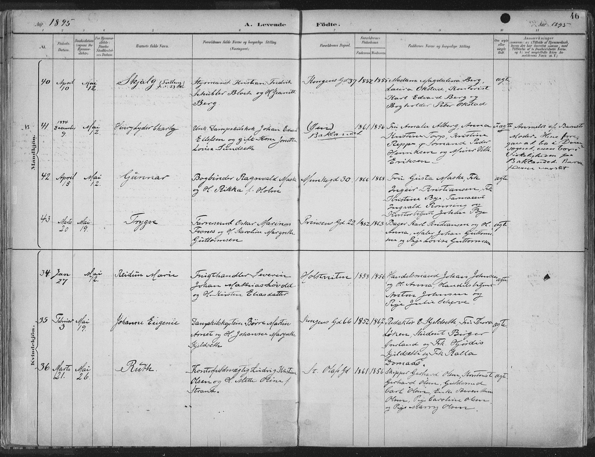 Ministerialprotokoller, klokkerbøker og fødselsregistre - Sør-Trøndelag, SAT/A-1456/601/L0062: Ministerialbok nr. 601A30, 1891-1911, s. 46