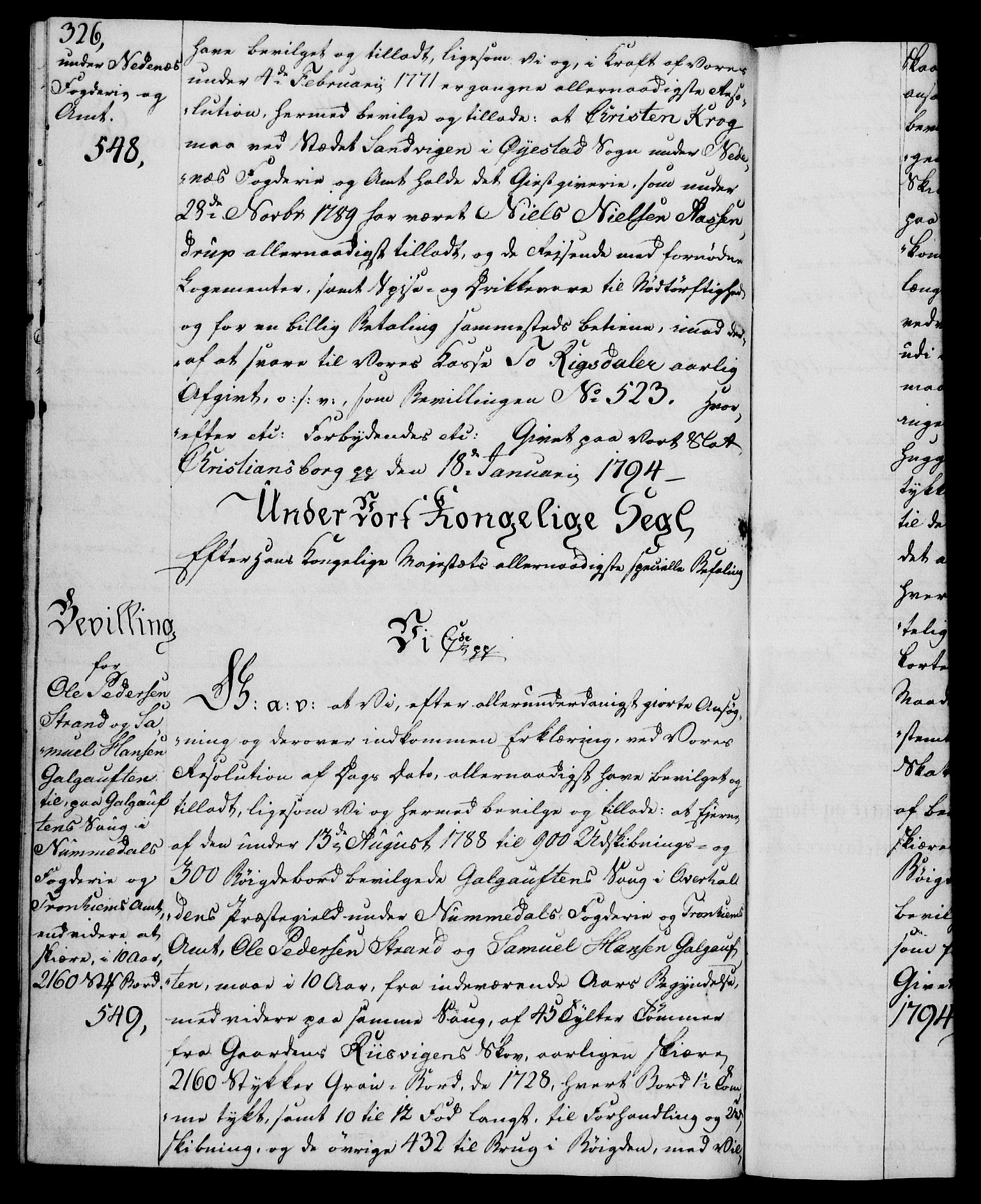 Rentekammeret, Kammerkanselliet, RA/EA-3111/G/Gg/Gga/L0015: Norsk ekspedisjonsprotokoll med register (merket RK 53.15), 1790-1791, s. 326