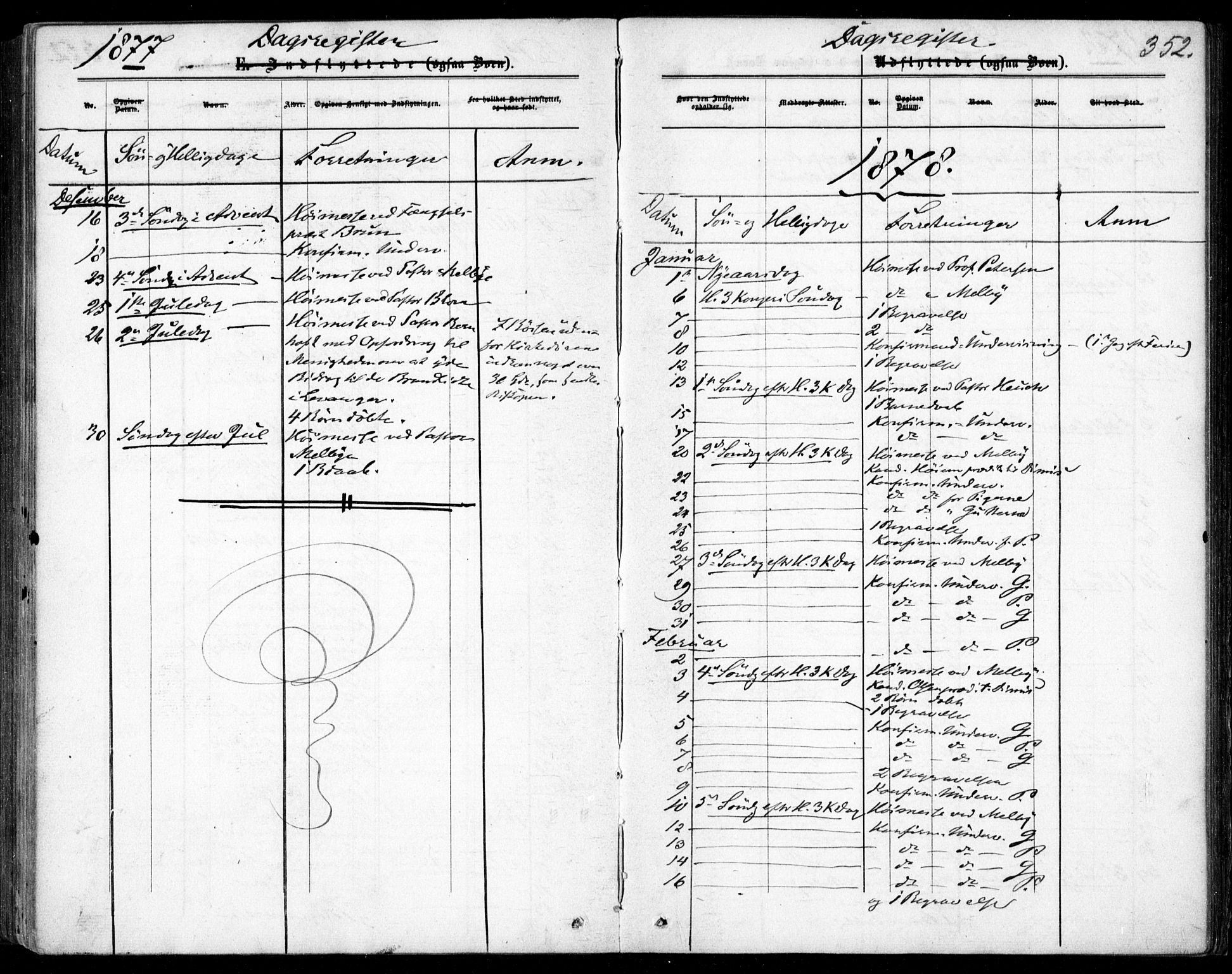 Garnisonsmenigheten Kirkebøker, AV/SAO-A-10846/F/Fa/L0011: Ministerialbok nr. 11, 1870-1880, s. 352