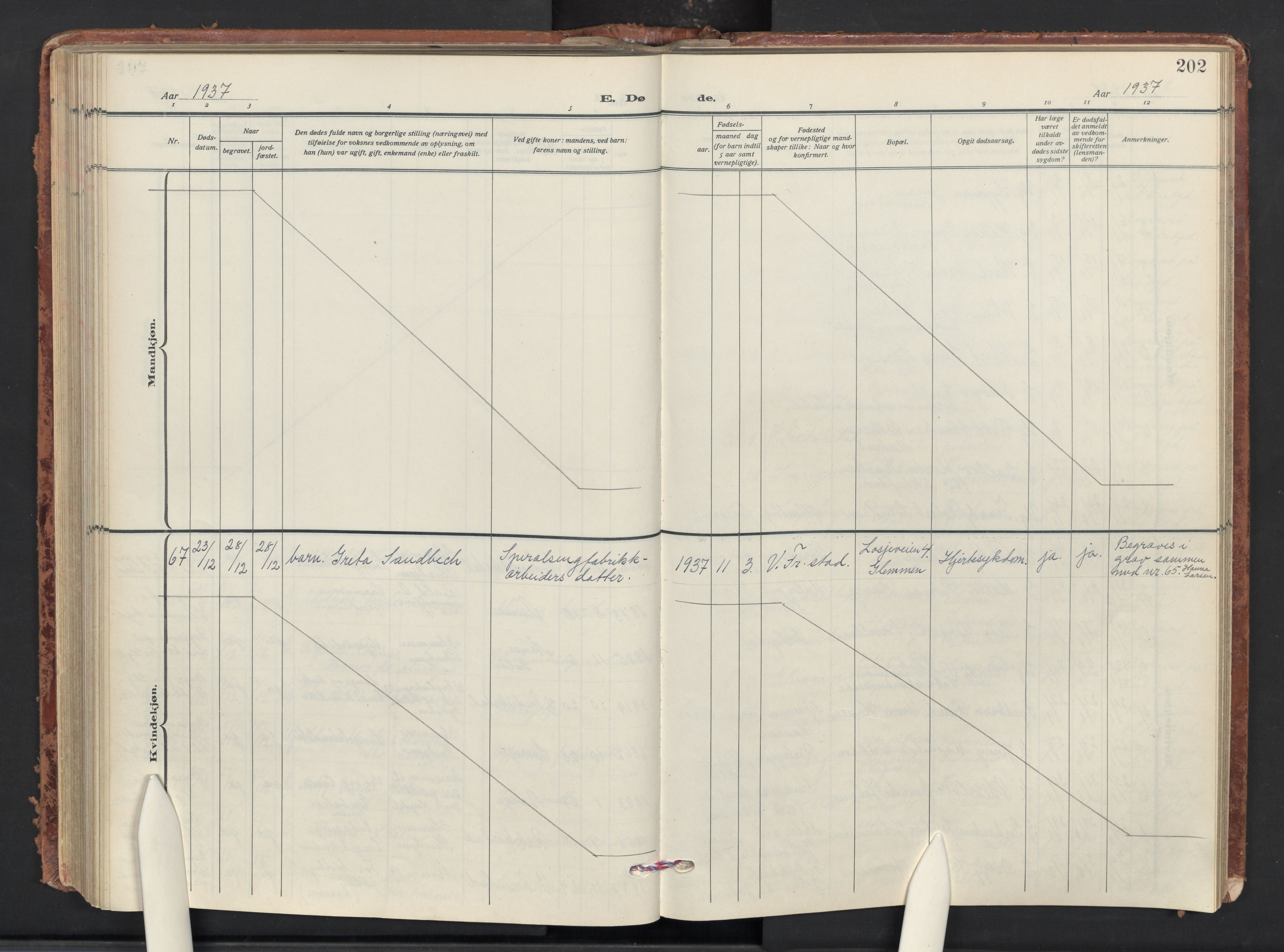 Glemmen prestekontor Kirkebøker, AV/SAO-A-10908/G/Ga/L0010: Klokkerbok nr. 10, 1928-1951, s. 202