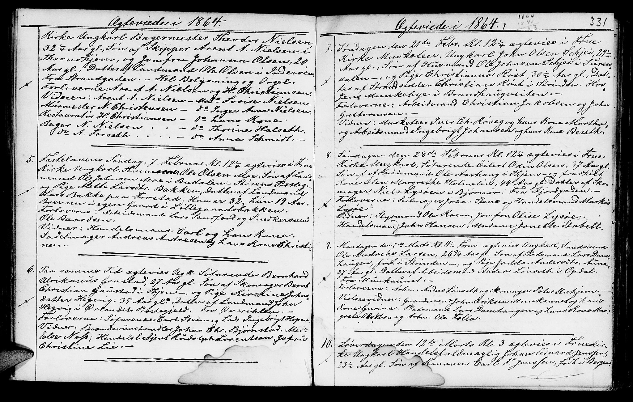 Ministerialprotokoller, klokkerbøker og fødselsregistre - Sør-Trøndelag, SAT/A-1456/602/L0140: Klokkerbok nr. 602C08, 1864-1872, s. 330-331